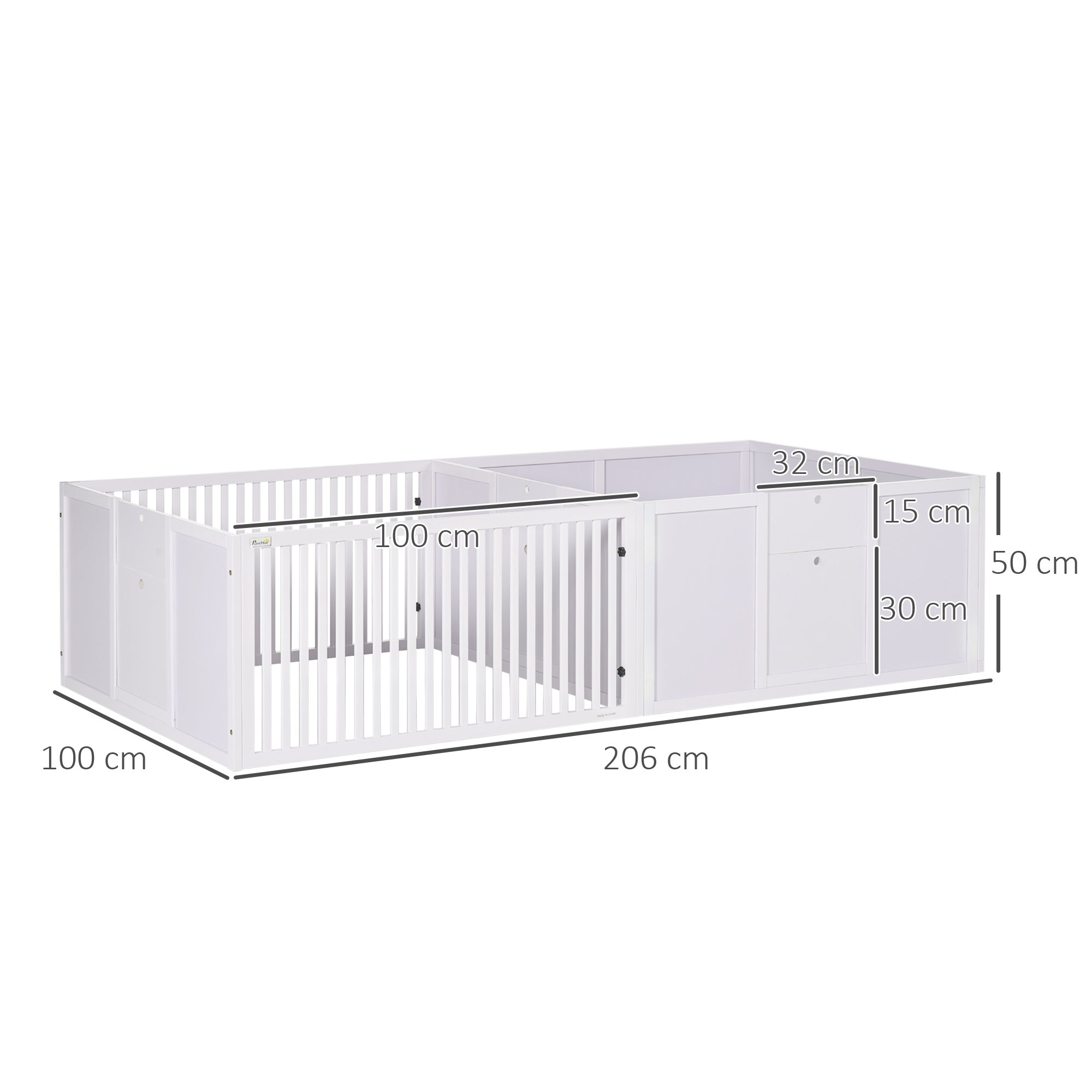 PawHut 7 Panels Playpen with 3 Doors for Baby Dogs, Two-Room Design Puppy Whelping Box - White - North Peak Garden Furniture