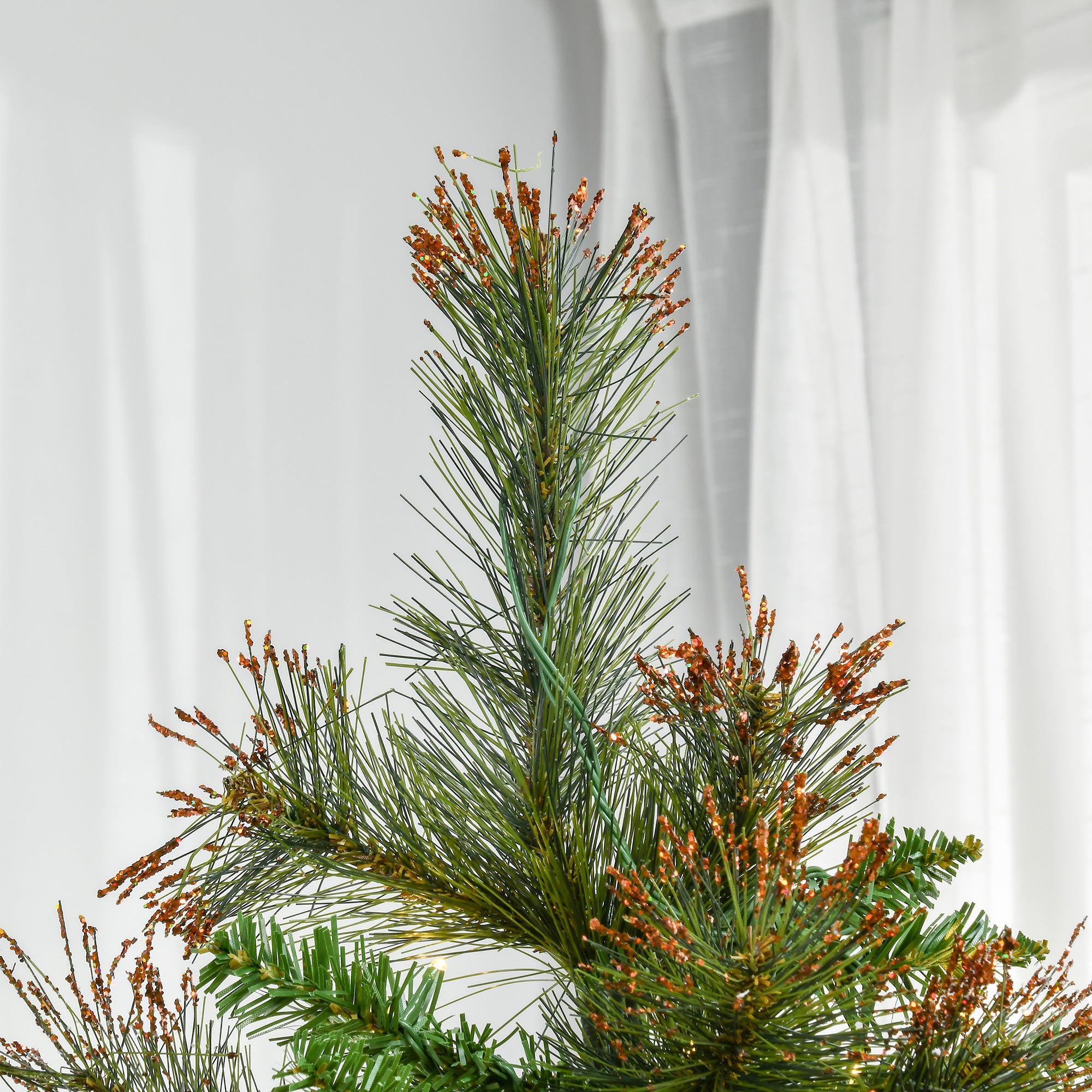 HOMCOM 1.8m 6ft Pre-Lit Christmas Tree Artificial Spruce Xmas Tree Warm White LED Holiday Décor with Metal Stand - North Peak Garden Furniture