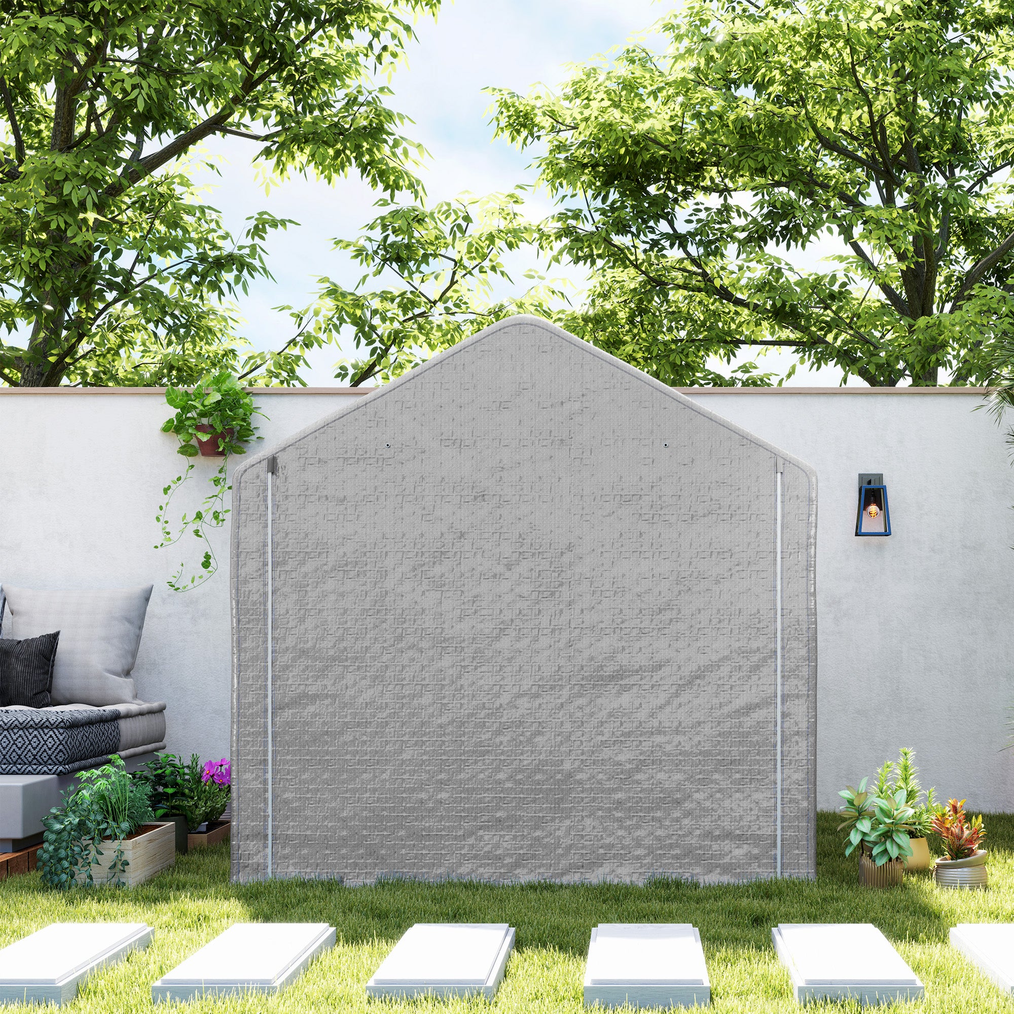 Outsunny 2 x 2m Garden Fabric Storage Tent - Grey - North Peak Garden Furniture