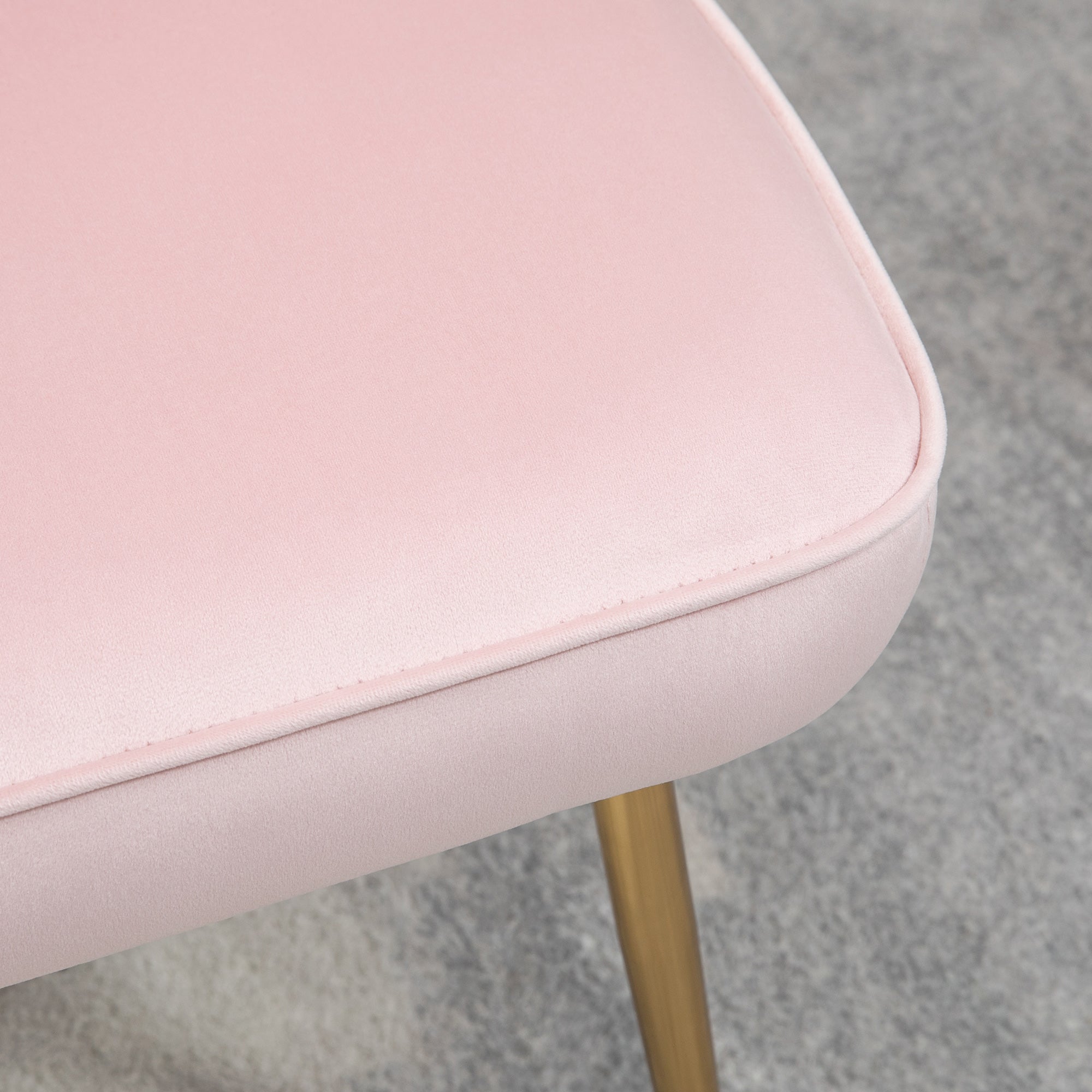 HOMCOM Shell Dining Chairs Set of 2, Upholstered Kitchen Chairs with Gold Metal Legs and Backrest, Velvet Fabric Lounge Leisure Chairs for Living Room, Reception Room, Pink - North Peak Garden Furniture