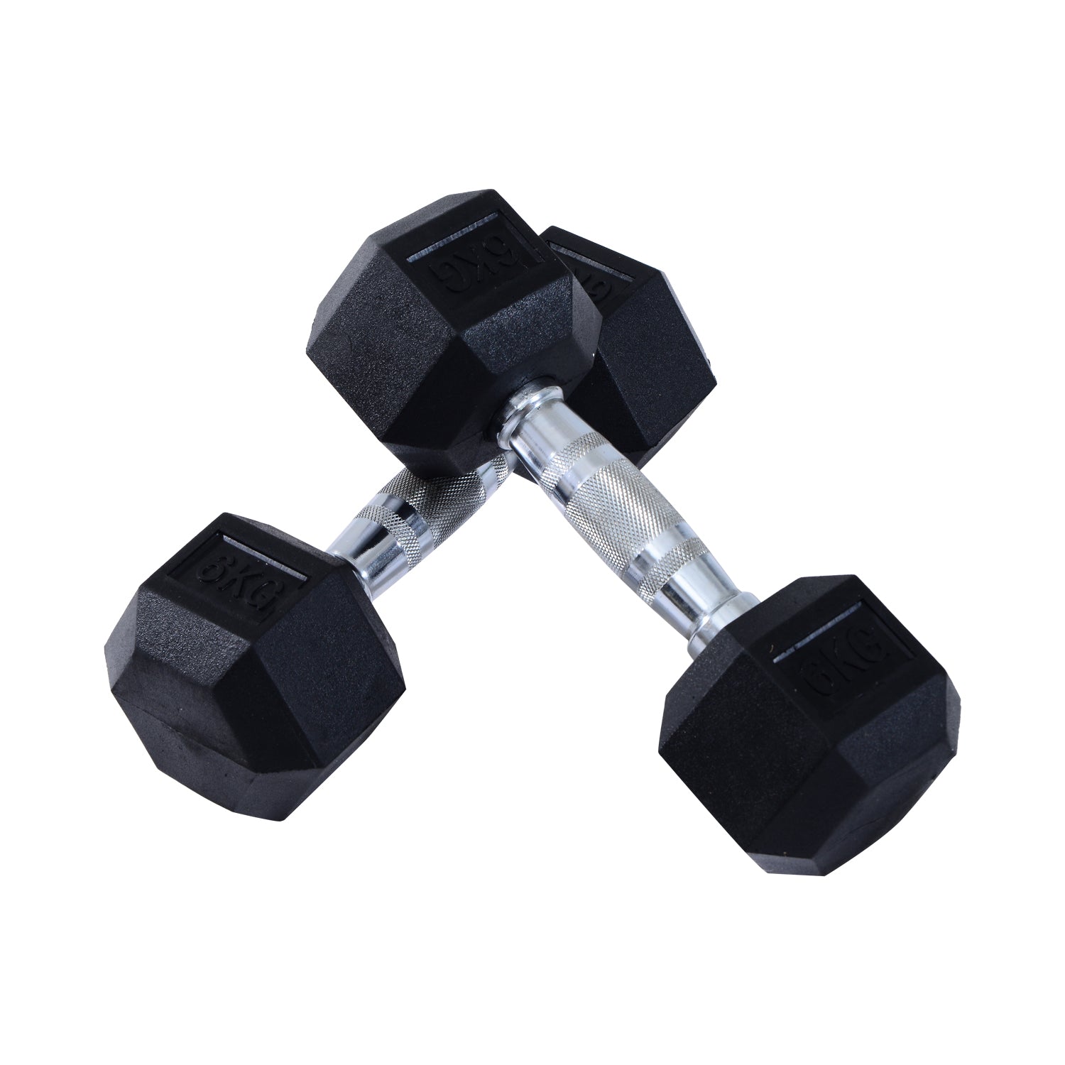 HOMCOM 2x6kg Hex Dumbbells Set Rubber Dumbbells Weight Lifting Equipment Fitness Home Gym - North Peak Garden Furniture