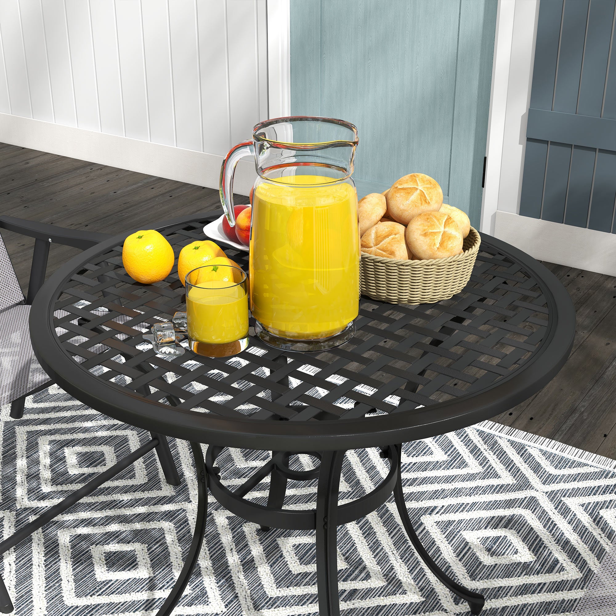 Outsunny Round Aluminium Table, with ⌀50mm Parasol Hole - North Peak Garden Furniture