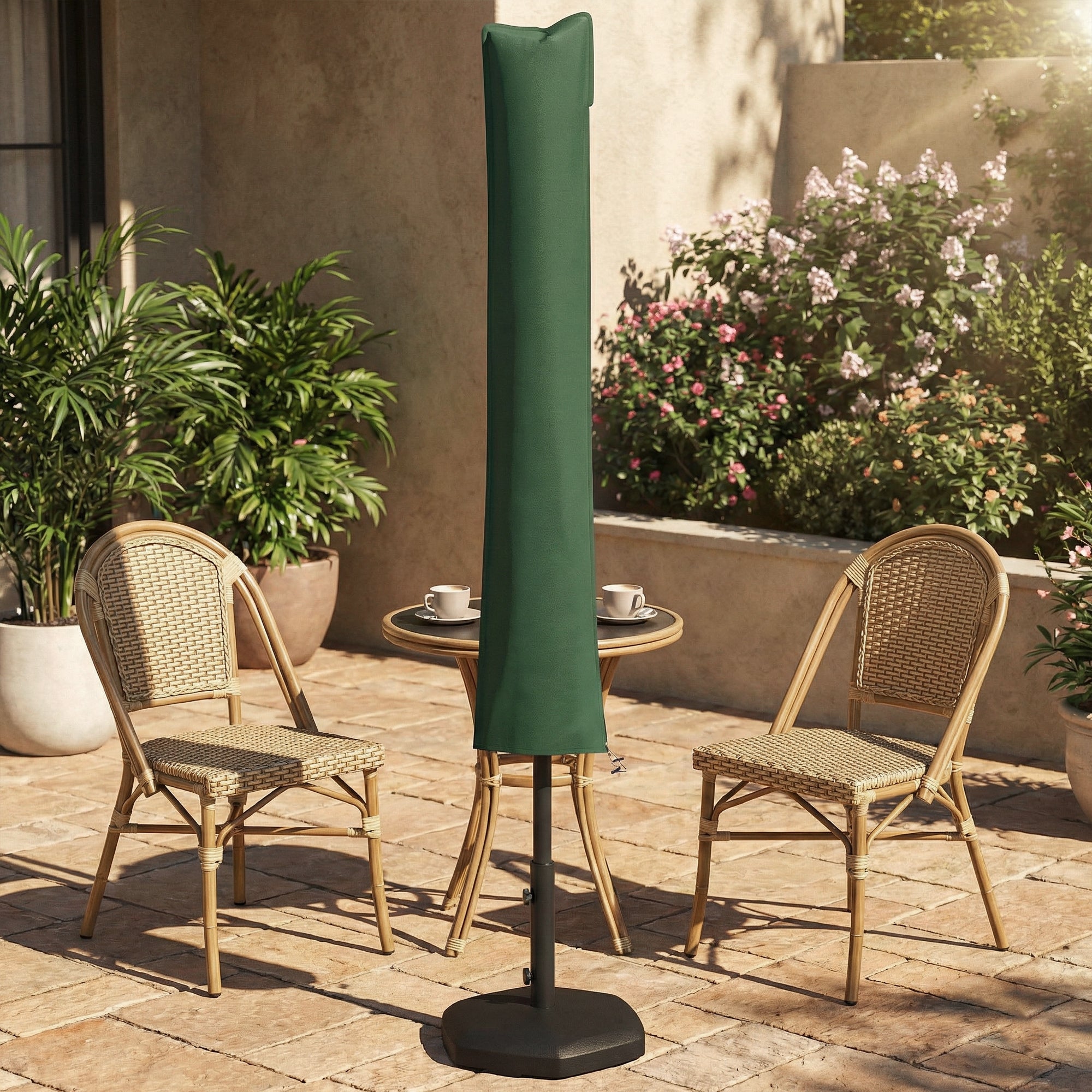 Outsunny Parasol Cover, Cantilever Umbrella Cover for 2-3.5 m Parasols, Banana Umbrella Protector with Zipper, Green