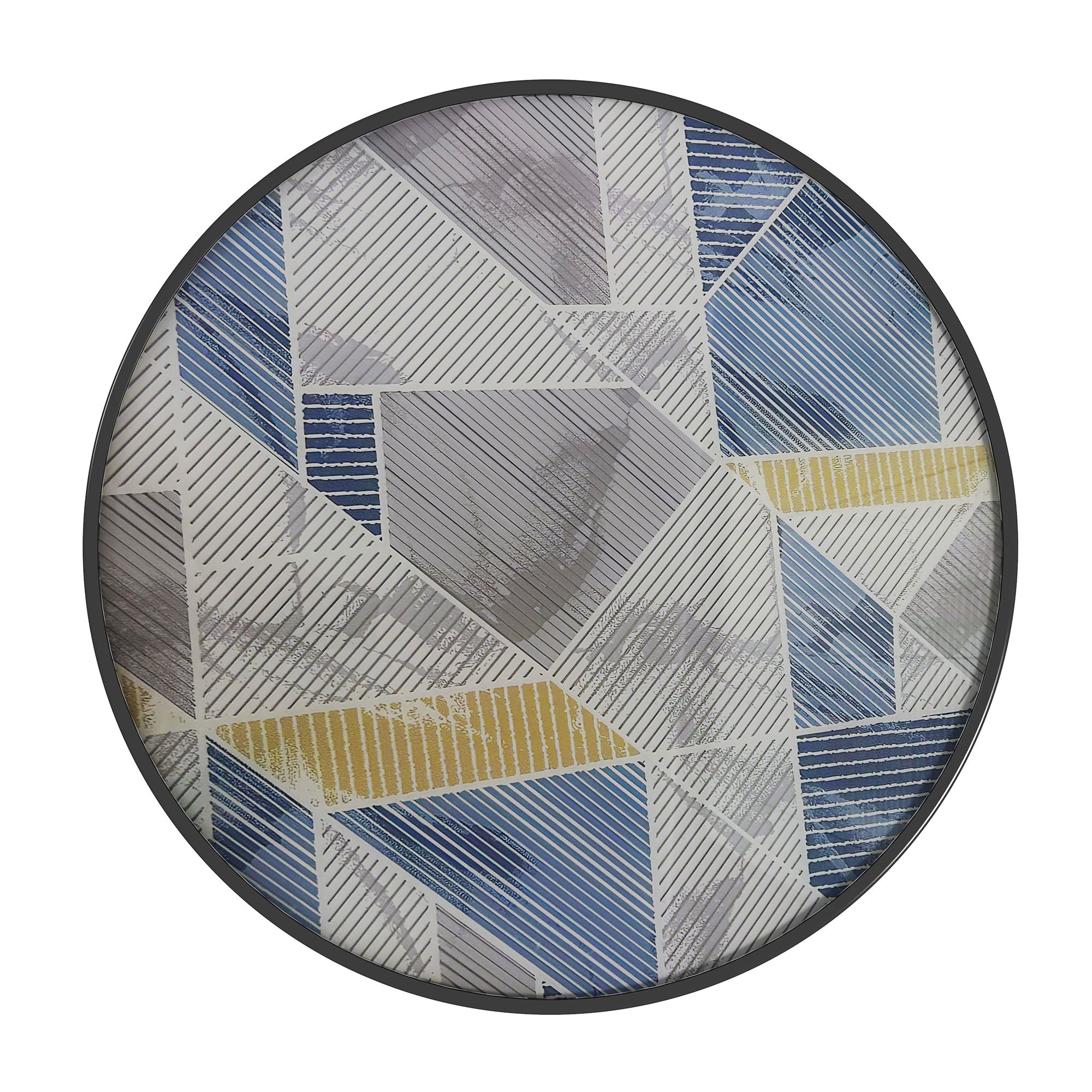 Outsunny Φ60 Garden Table, with Glass Printed Tabletop - Multicolour - North Peak Garden Furniture