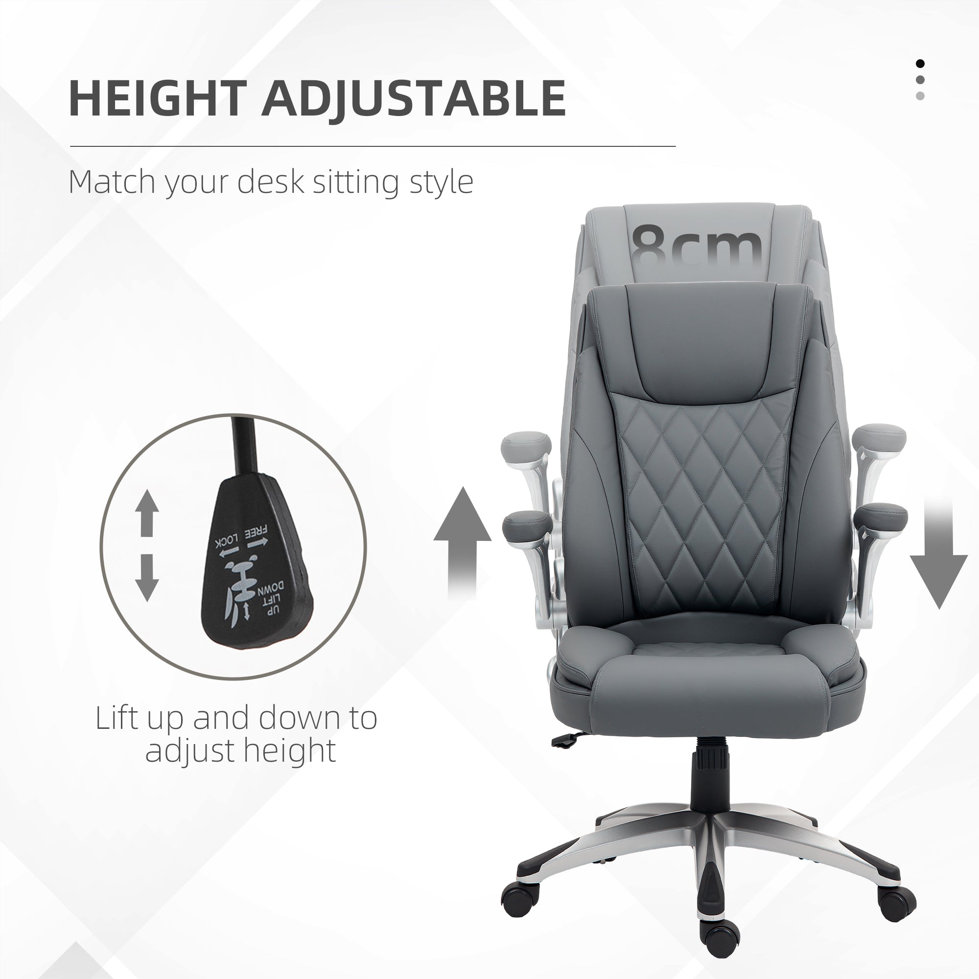 Vinsetto Faux Leather Executive Swivel Office Chair - Dark Grey - North Peak Garden Furniture