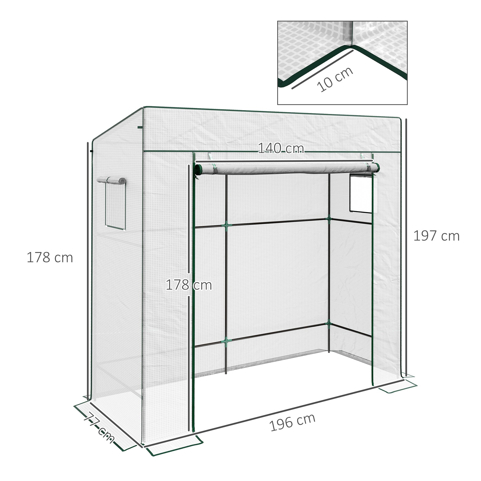 Outsunny PE Cover Walk-in Outdoor Greenhouse, White - North Peak Garden Furniture