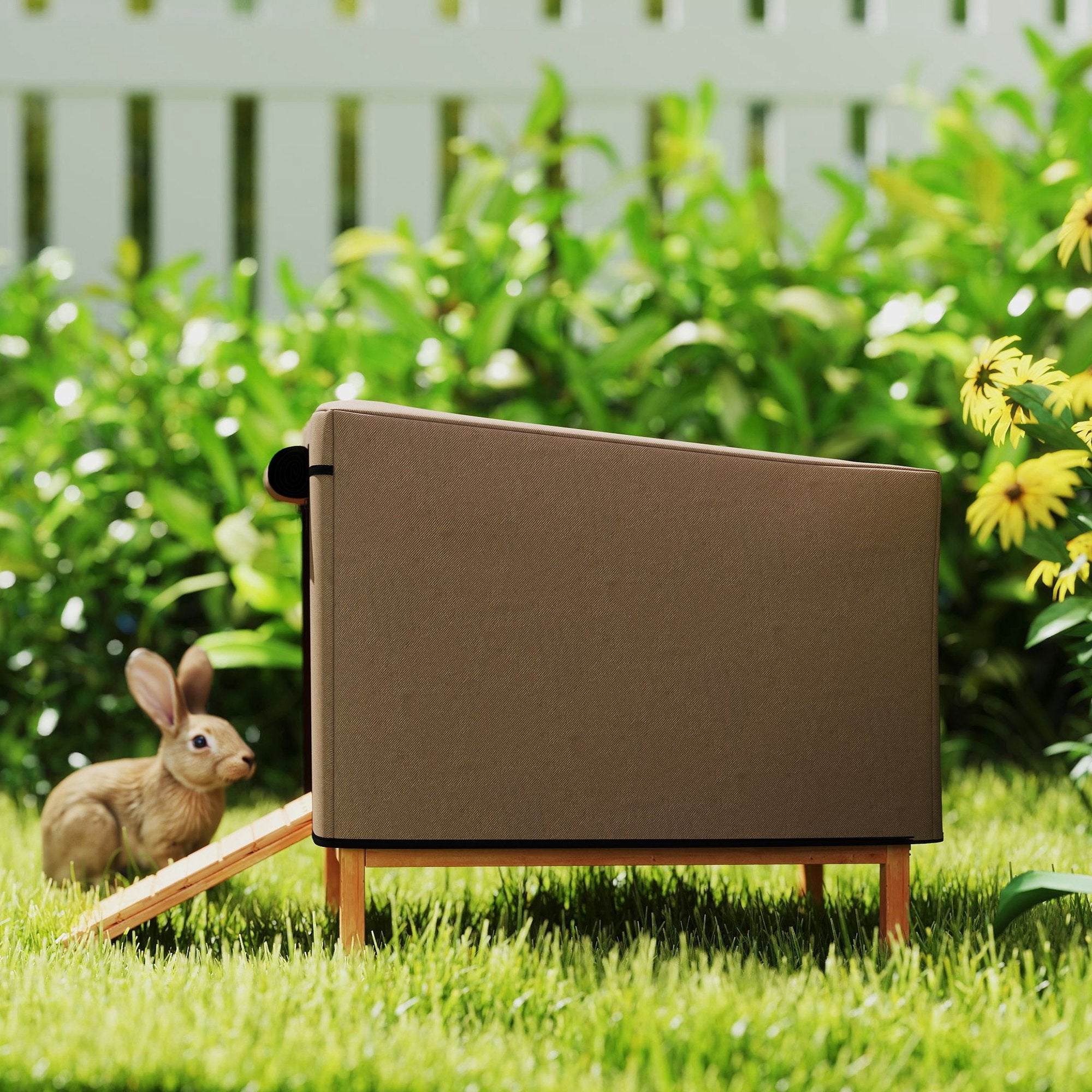 PawHut Waterproof Rabbit Hutch Cover for X-D2-0047 and Similar Model Rabbit Hutch, 43 x 52 x 37 cm, Brown - North Peak Garden Furniture