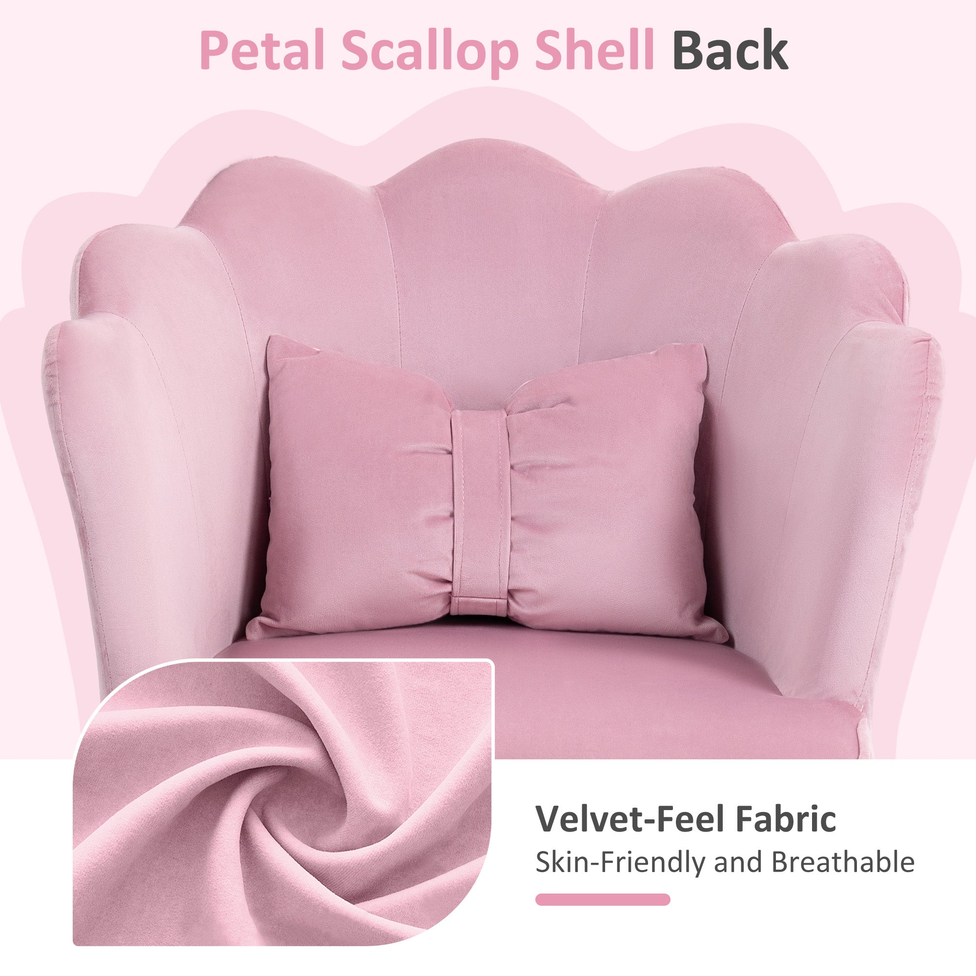 HOMCOM Velvet-Feel Petal Back Office Chair - Pink - North Peak Garden Furniture