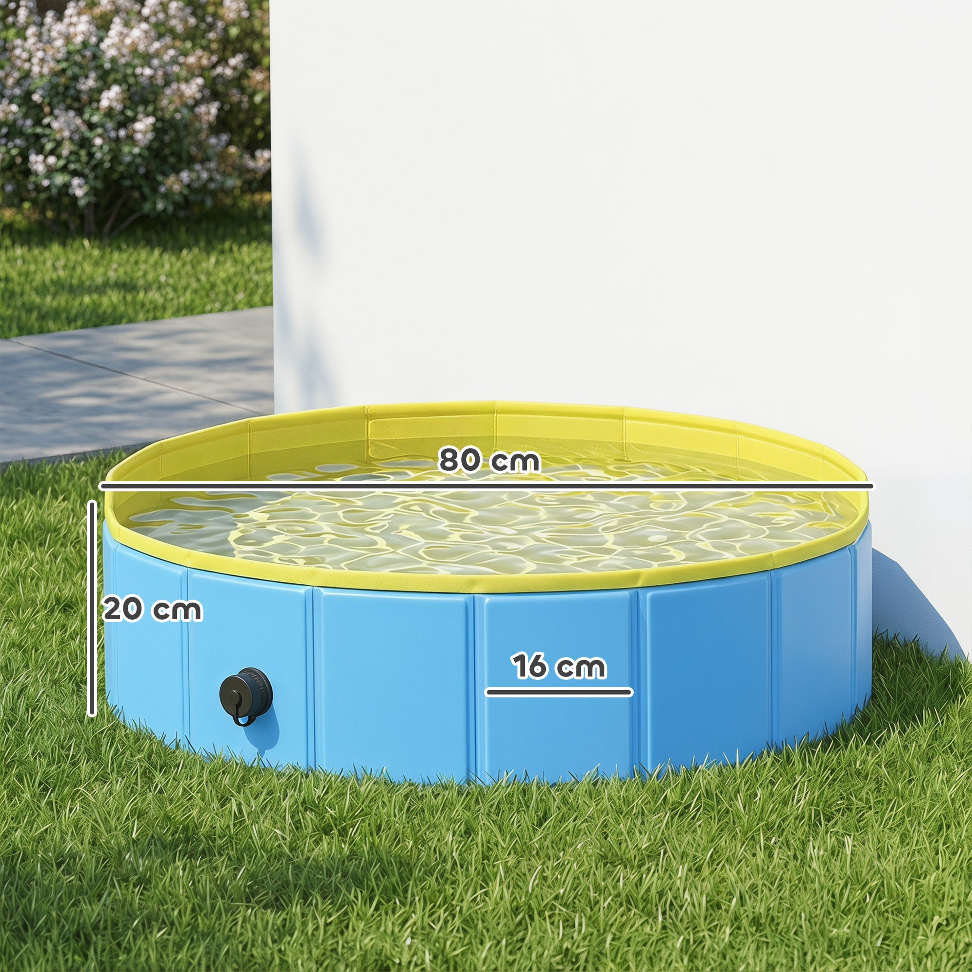 PawHut Foldable Dog Pool for Puppies and Ducks Dog Paddling Pool Bath Tub, Blue, 80 x 20 cm
