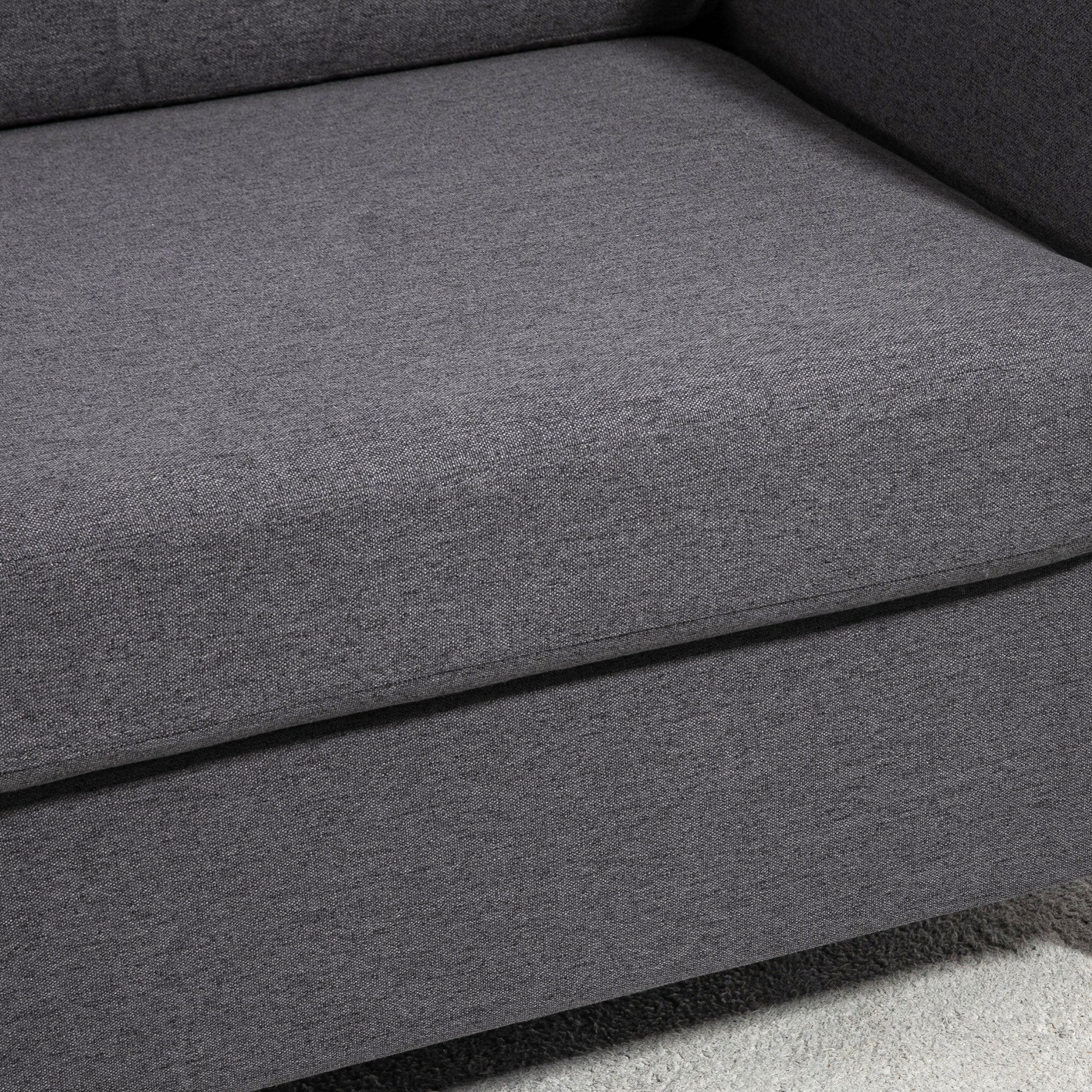 HOMCOM Compact Loveseat Sofa, Modern 2 Seater Sofa for Living Room with Wood Legs and Armrests, Dark Grey - North Peak Garden Furniture