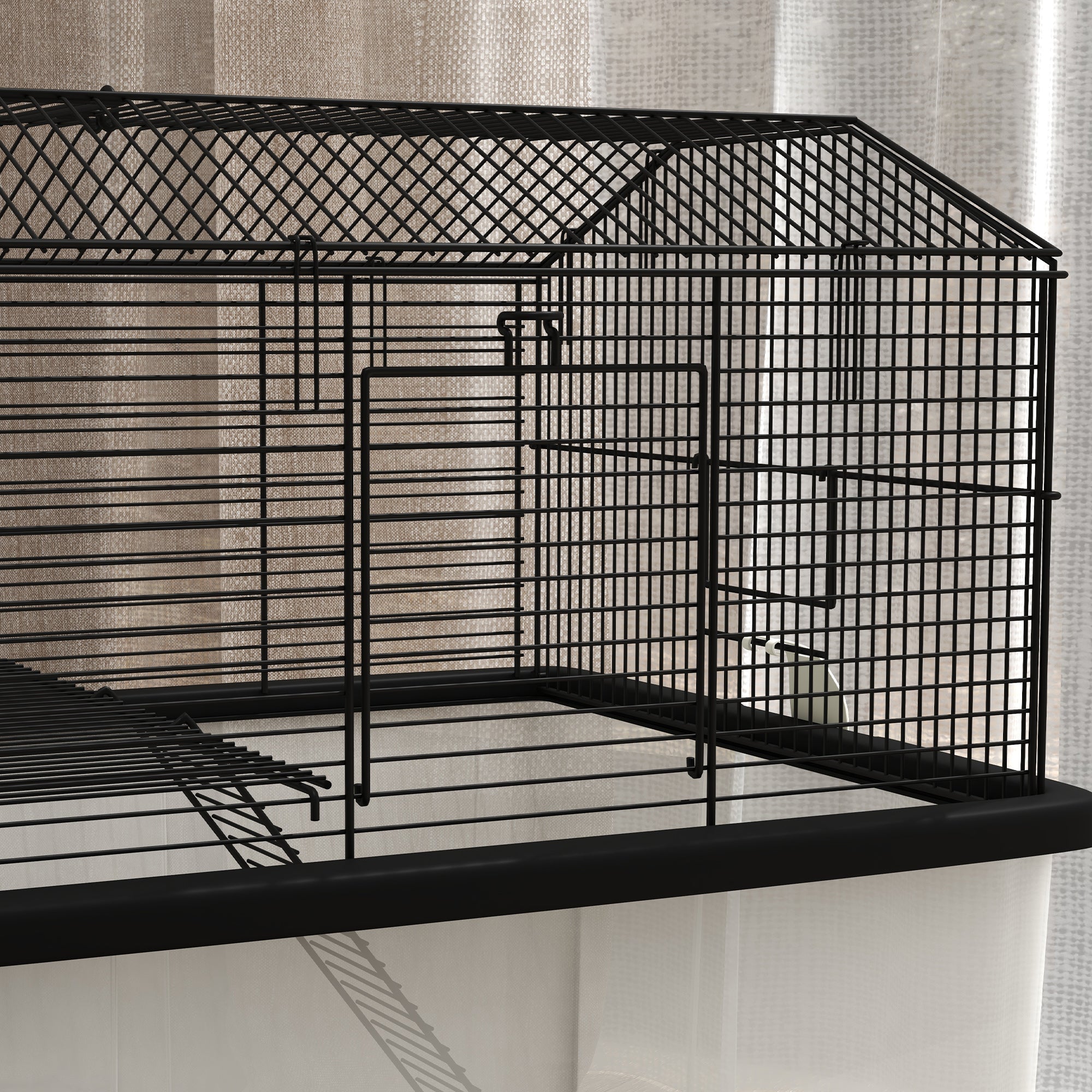 PawHut Two-Tier Gerbil Cage, Hamster Cage for Dwarf Hamster, Syrian Hamster w/ Wheels, Deep Bottom, Food Dish, Water Bottle - North Peak Garden Furniture