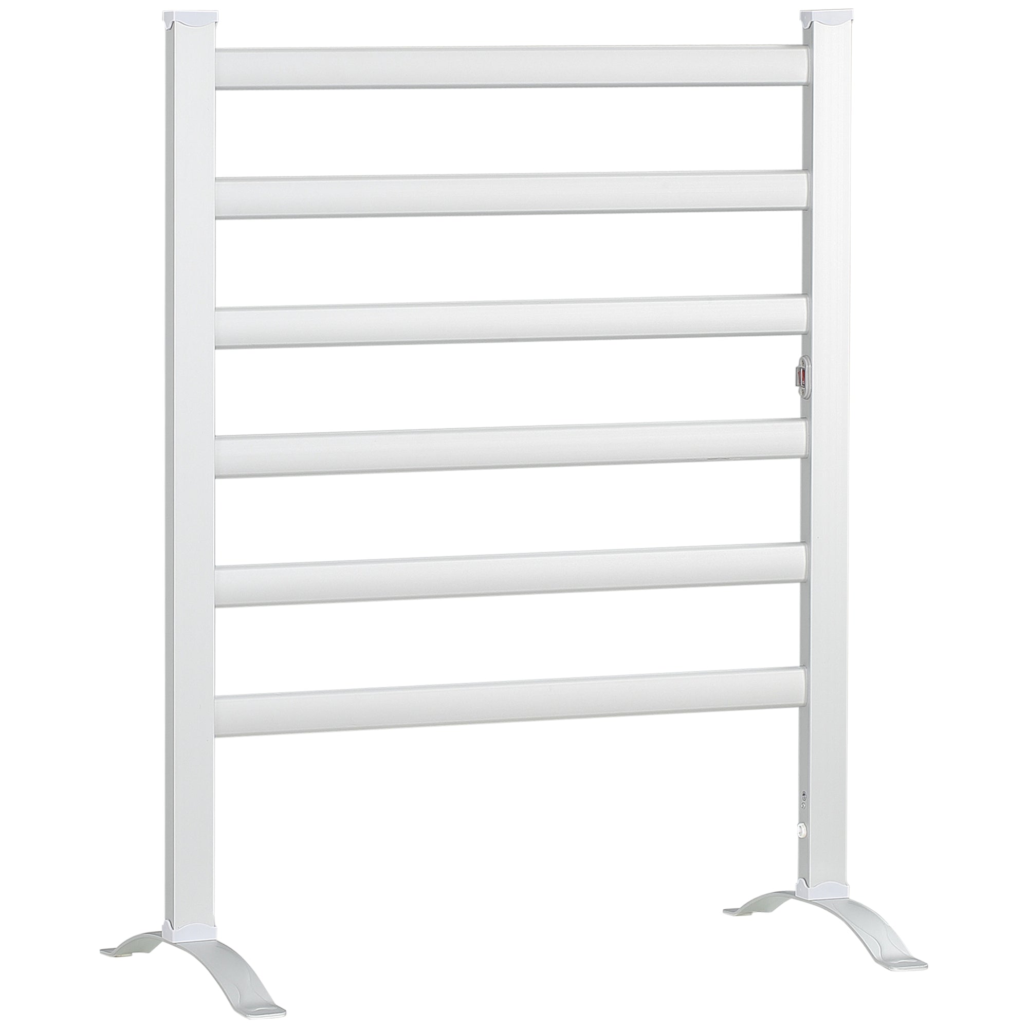HOMCOM Electric Towel Warmer, 6 Bar Aluminum Heated Towel Rail, Wall Mounted & Free Standing Towel Drying Rack for Bathroom, Plug-in, Silver - North Peak Garden Furniture