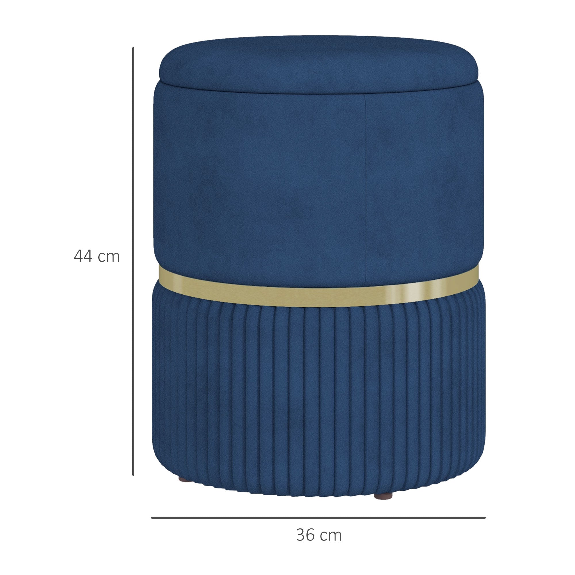 HOMCOM Velvet-Feel Storage Ottoman - Blue