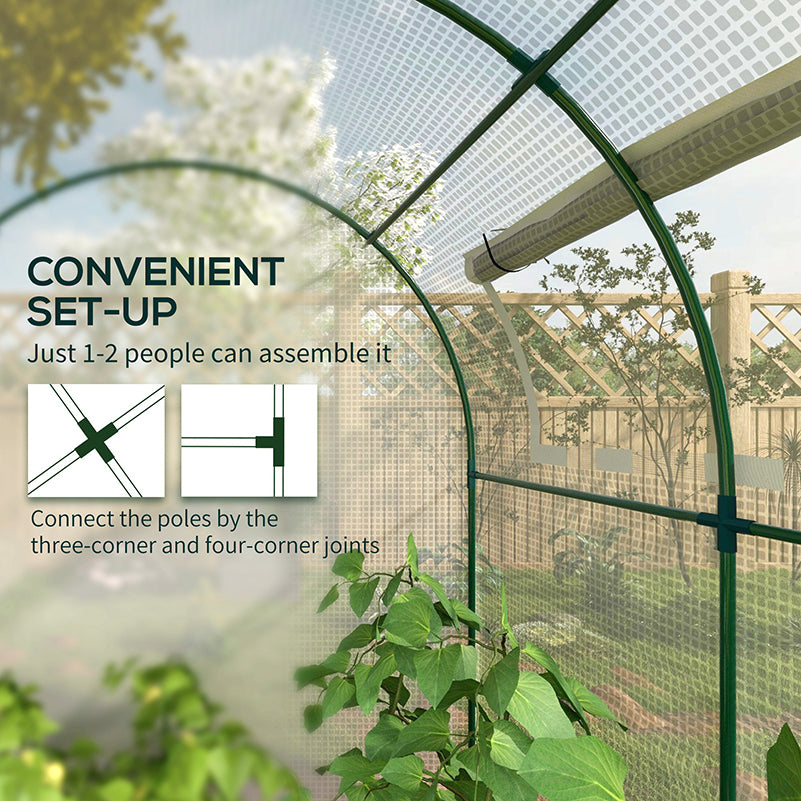 Outsunny Walk in Polytunnel Greenhouse, Green House for Garden with Roll-up Window and Door, 1.8 x 1.8 x 2 m, White - North Peak Garden Furniture