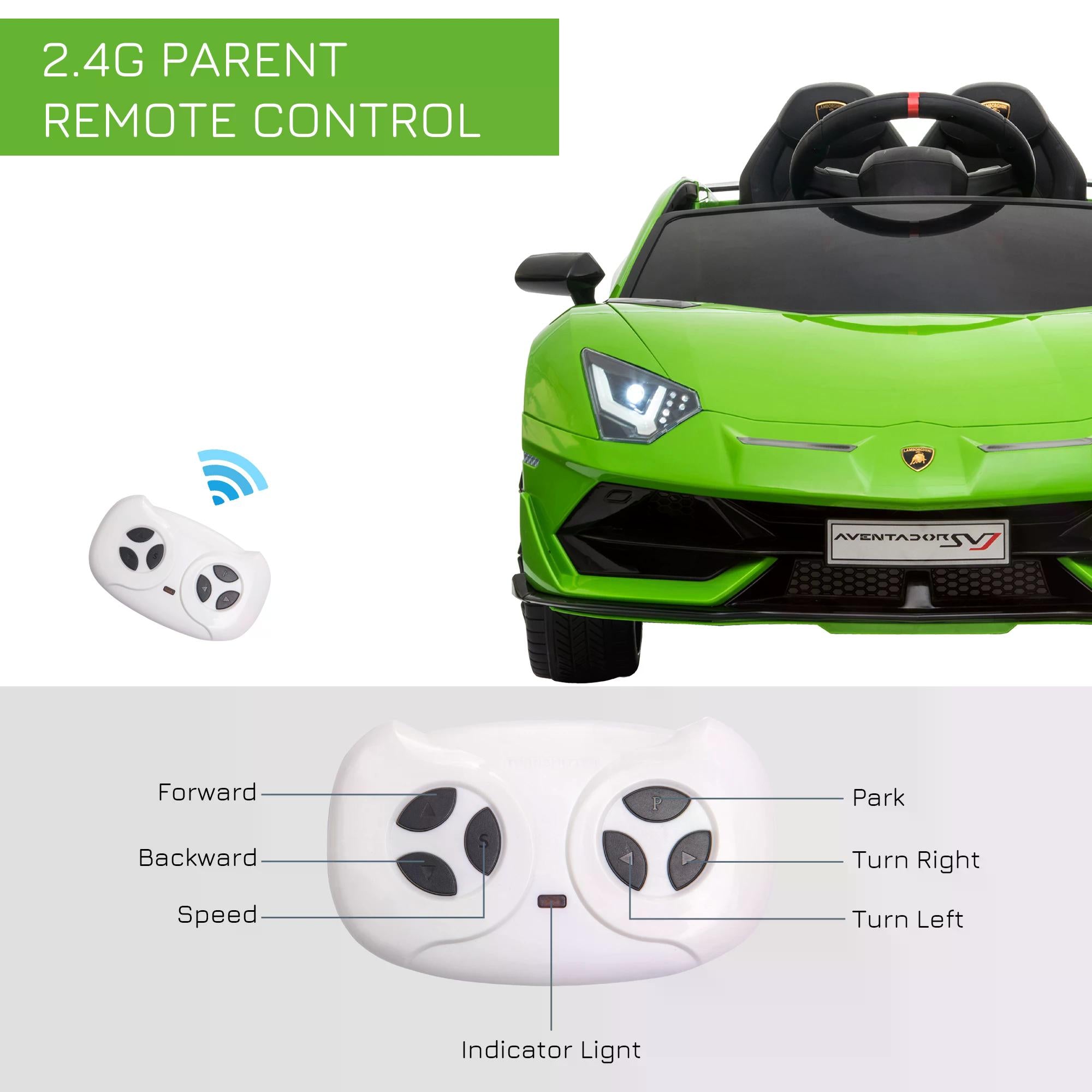 HOMCOM Lamborghini SVJ 12V Kids Electric Ride On Car Sport Racing Toy RC for 3-8 Yrs