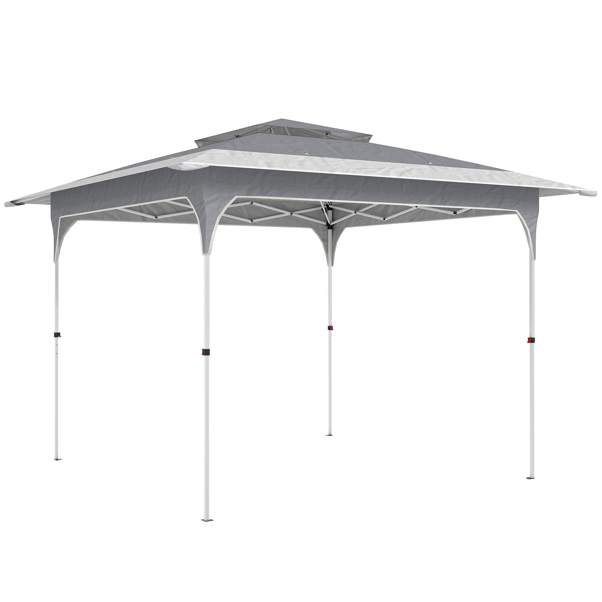 Outsunny 3.5 x 3.5 m Pop Up Gazebo with One-Touch Setup, UPF50+ Double Tier Garden Party Tent Marquee with Carry Bag, Dark Grey
