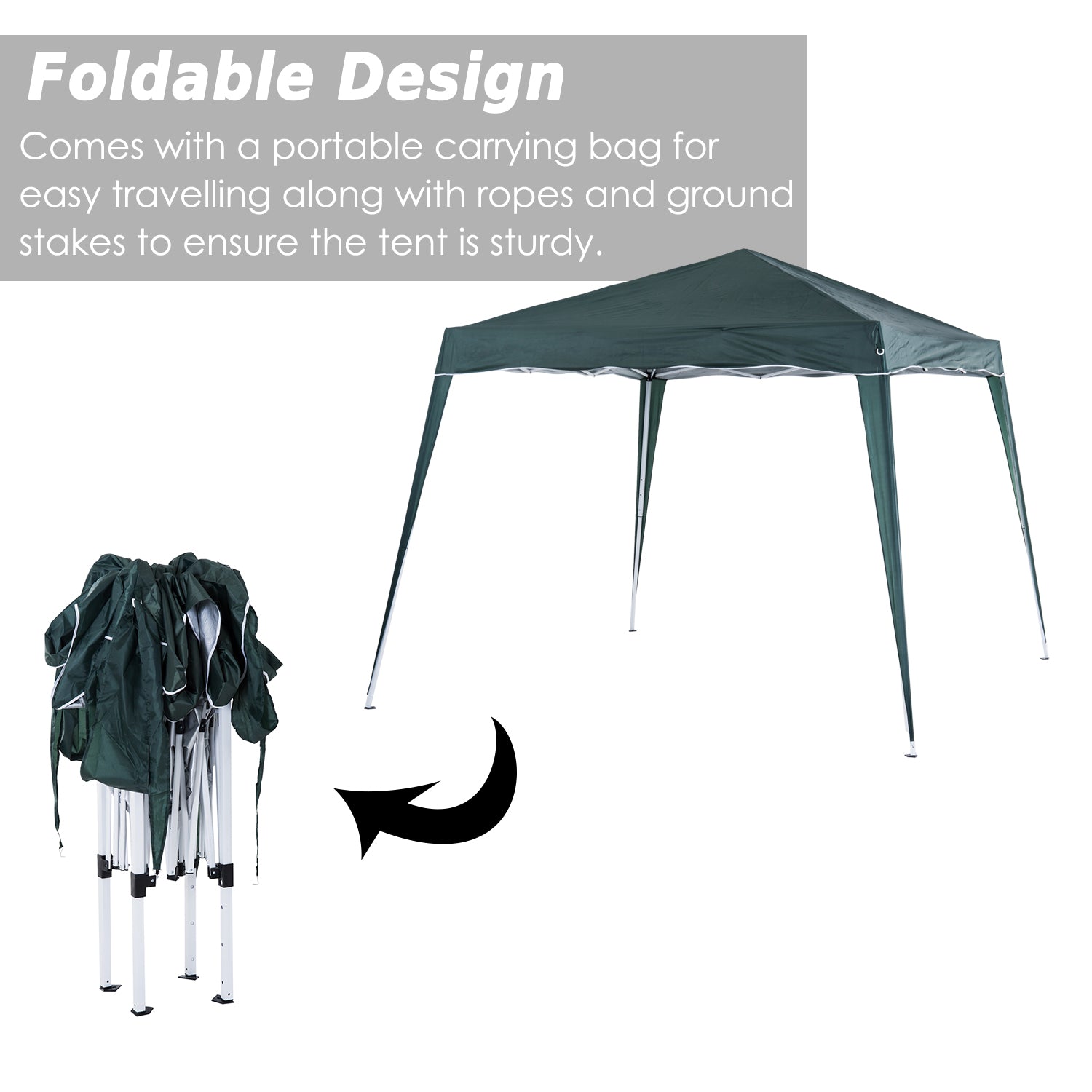 Outsunny Slant Leg Pop Up Gazebo with Carry Bag, Height Adjustable Party Tent Instant Event Shelter for Garden, Patio, 3 M× 3 M Base/ 2.5 M × 2.5 M Top, Green