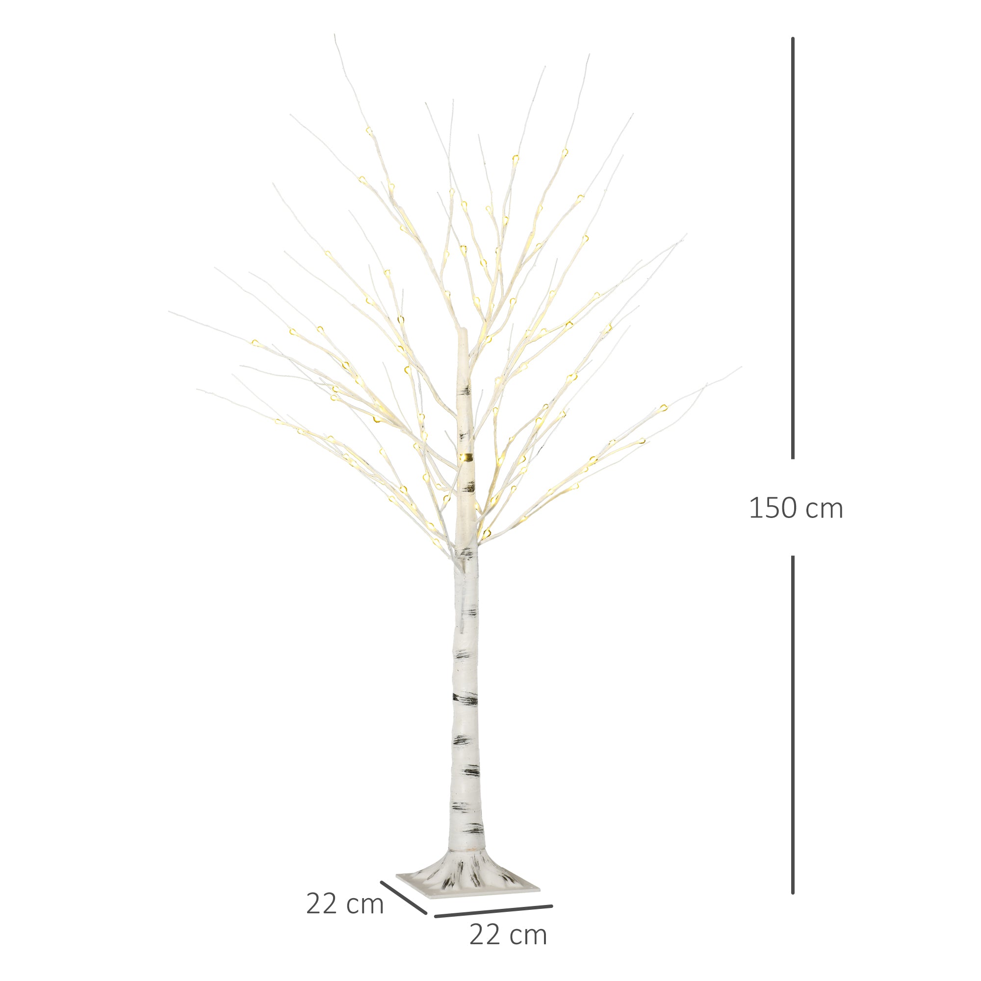 HOMCOM 5ft Artificial White Birch Tree Light with Warm White Pre-Lit LED Light for Indoor and Covered Outdoor Use