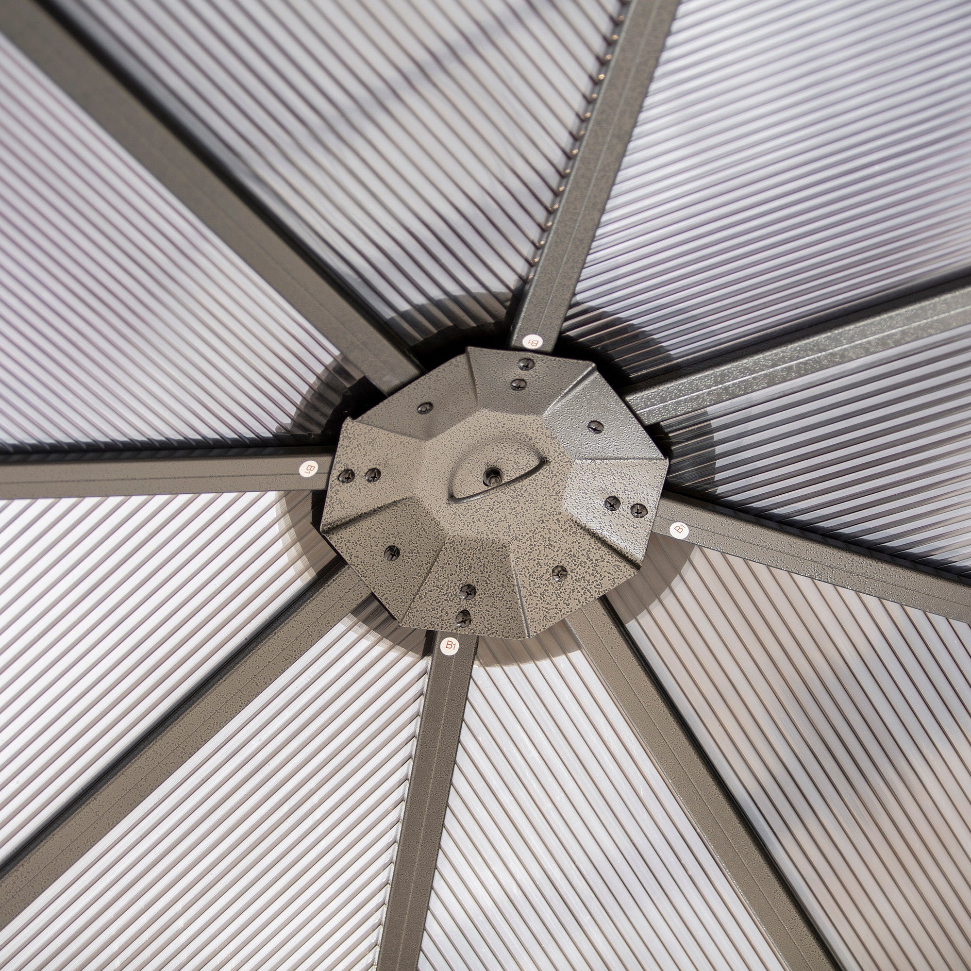 Outsunny 3 x 3(m) Hardtop Gazebo Canopy with Polycarbonate Roof, Permanent Pavilion Garden Gazebo with Curtains for Patio, Deck, Grey - North Peak Garden Furniture