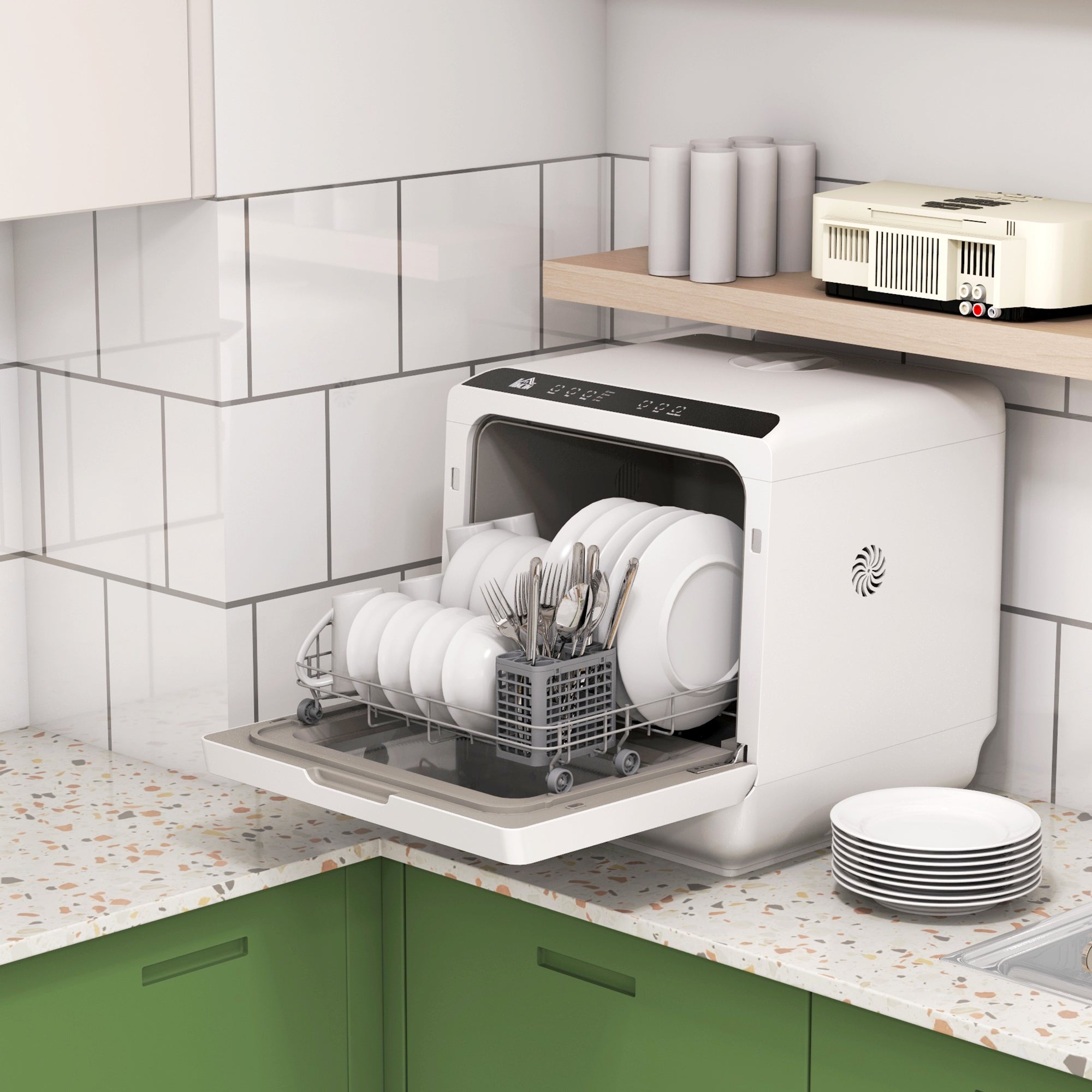 HOMCOM Multi-Program 6L Tabletop Dishwasher - North Peak Garden Furniture