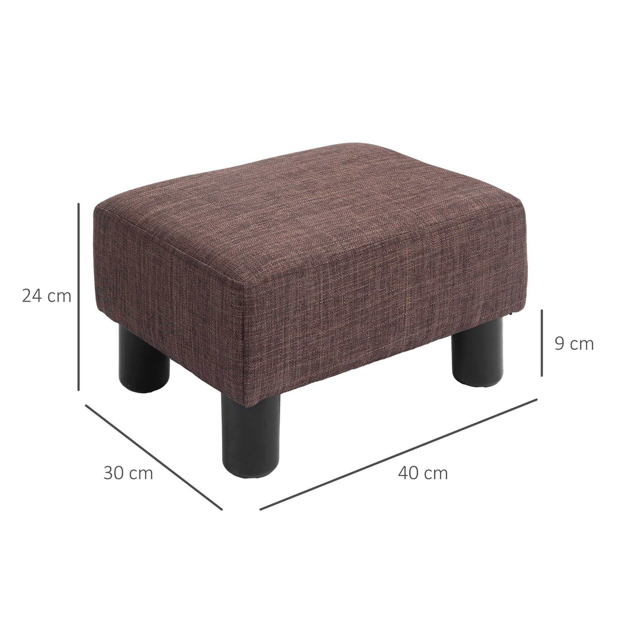 HOMCOM Linen Fabric Footstool Ottoman Cube with 4 Plastic Legs - North Peak Garden Furniture