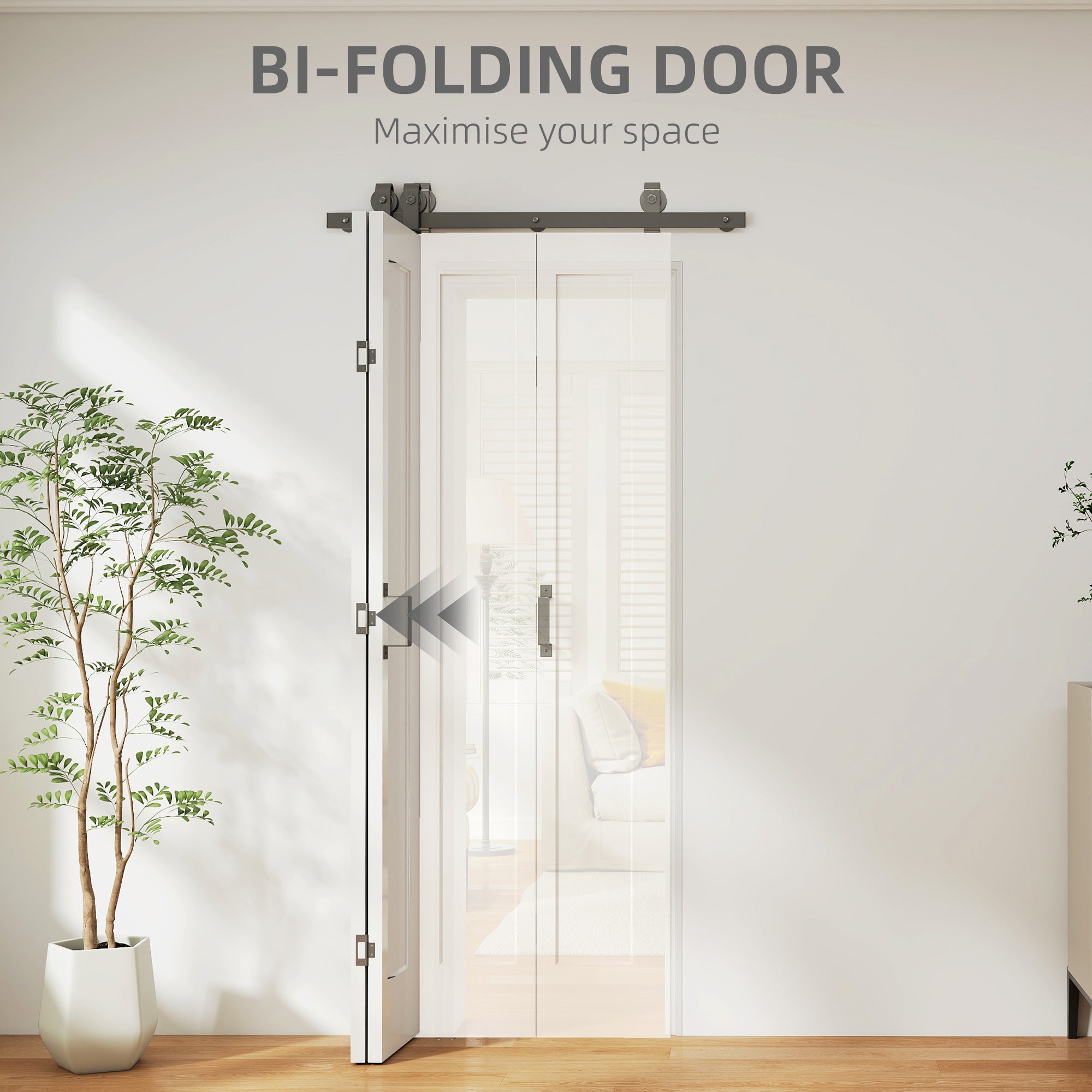 HOMCOM Slide Door, 70cm Modern Sliding Door Set Kit with Steel Rail, White