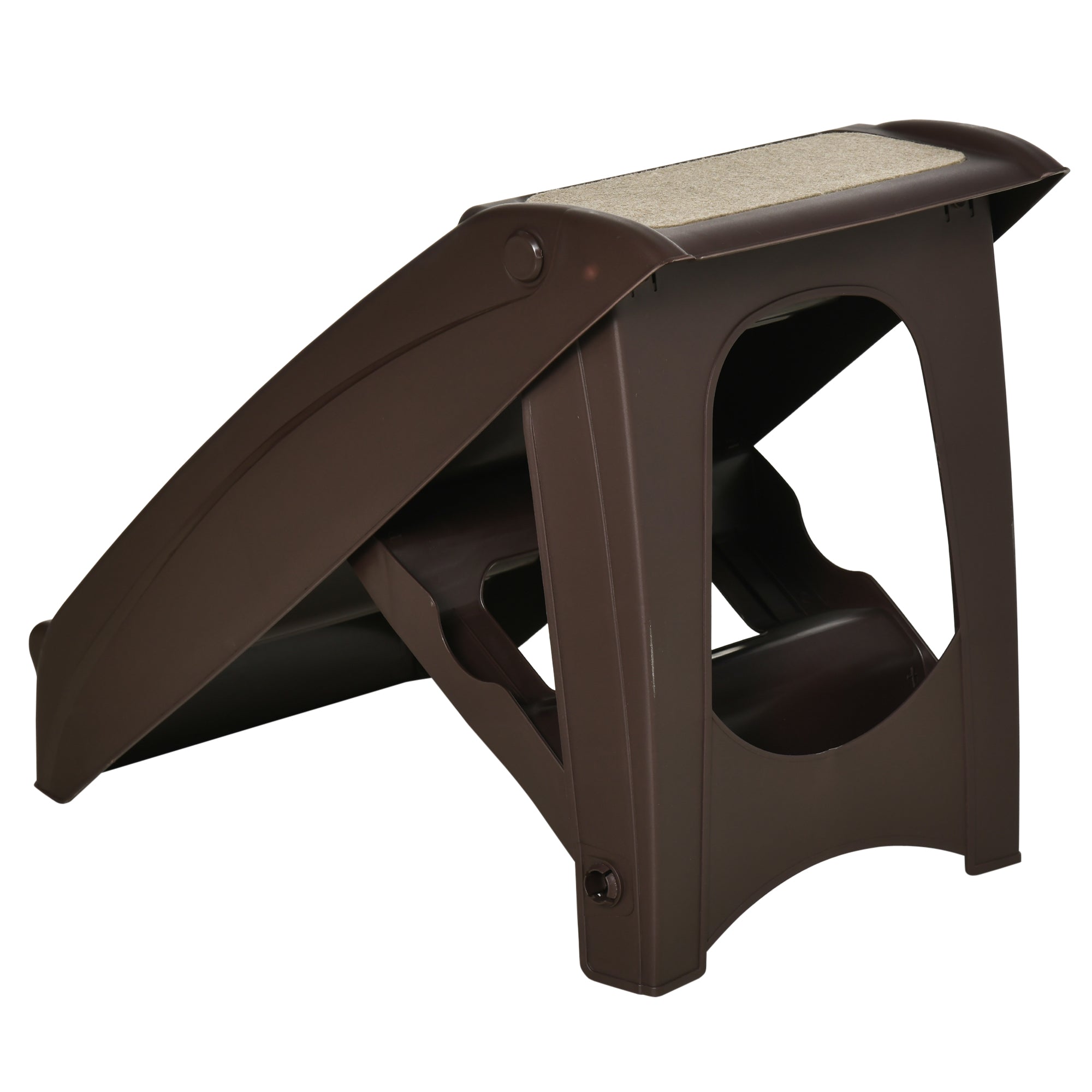 PawHut Foldable Four-Step Pet Stairs, for Cats, Small Miniature Dogs, with Non-Slip Mats 62 x 38 x 49.5cm - Brown - North Peak Garden Furniture