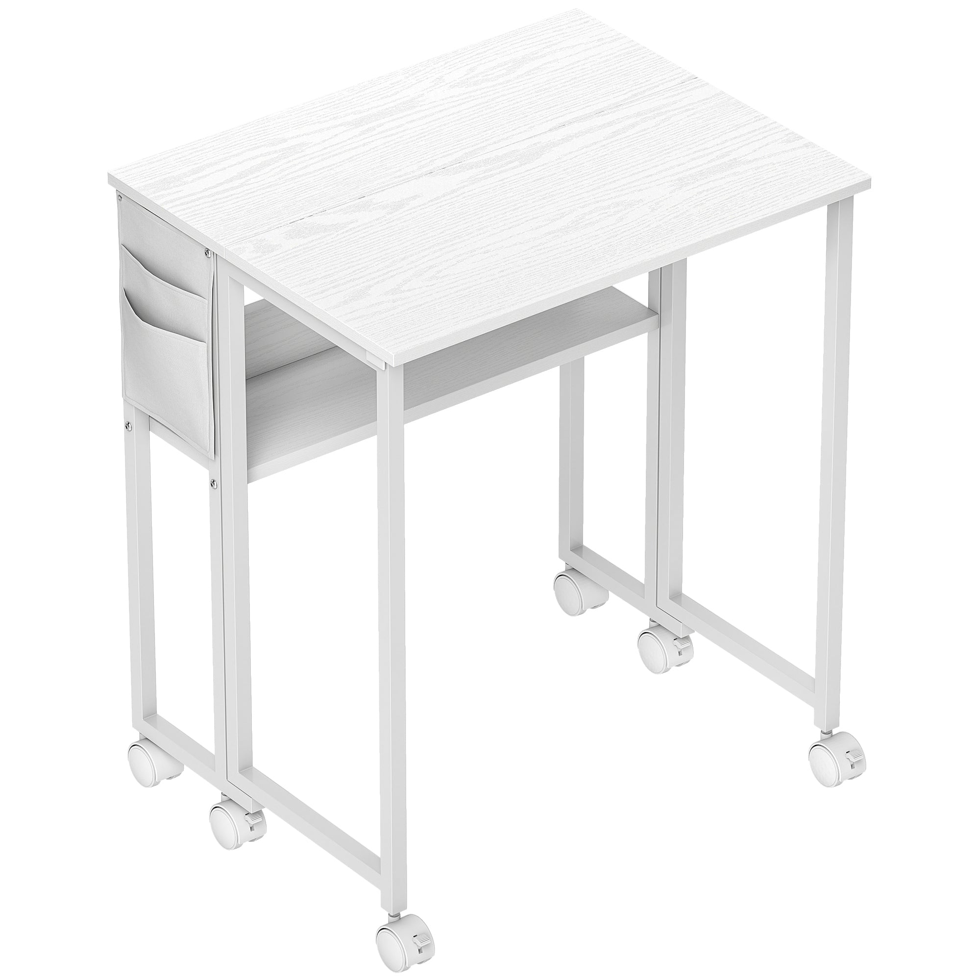 HOMCOM 63 cm Drop Leaf Writing Work Desk - White - North Peak Garden Furniture