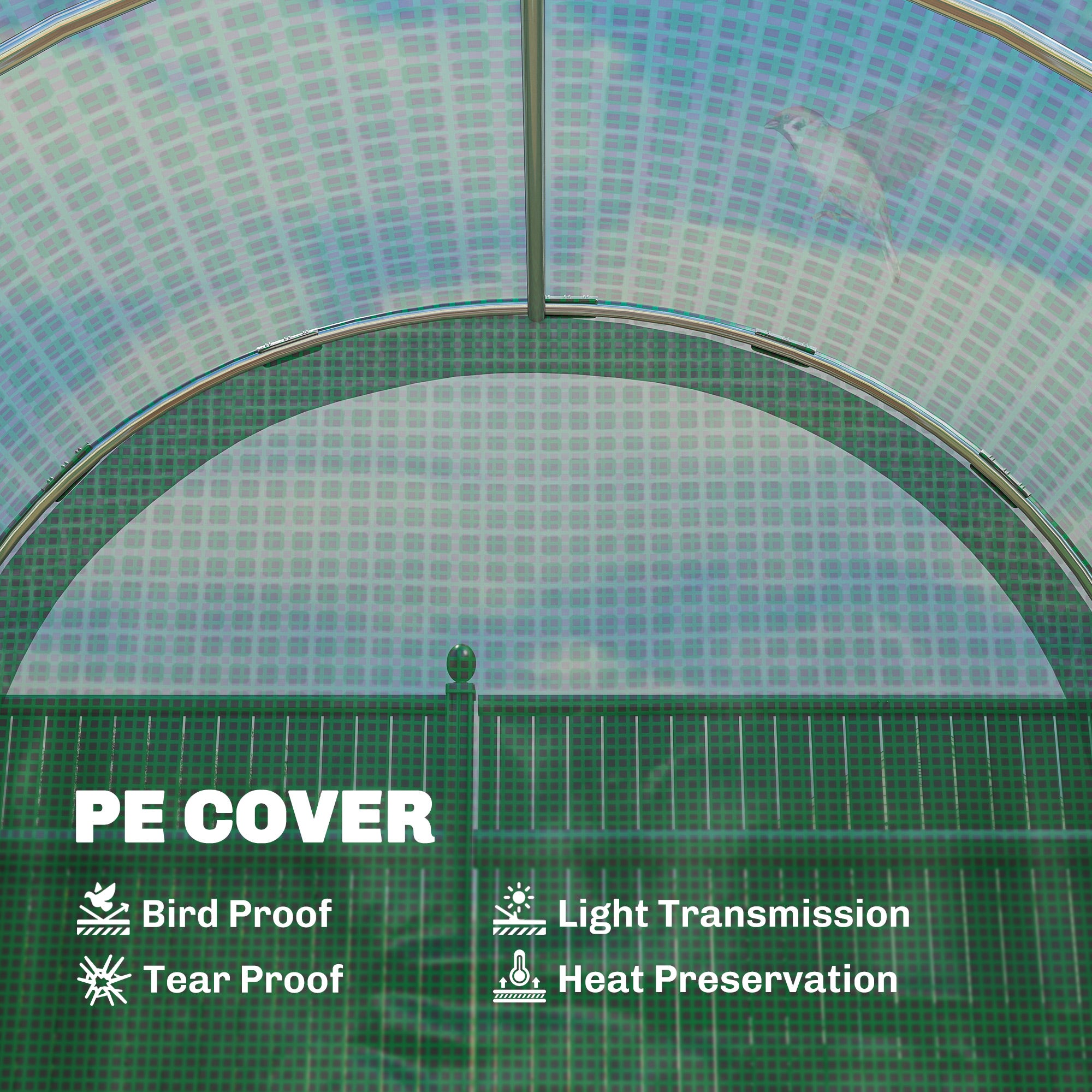 Outsunny 3 x 2 x 2m Polytunnel Greenhouse with Hinged Door, Walk-in Grow House Tent with PE Cover and Galvanised Steel Frame, Green