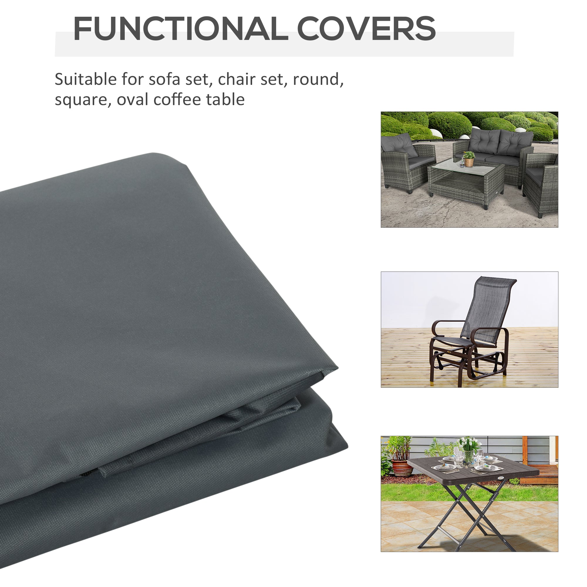 Outsunny Rectangular Patio Furniture Cover for Chairs Water UV Resistant Protection 600D Oxford Fabric Rattan Lounge Clean Cover, 200 x 86 x 82cm - North Peak Garden Furniture
