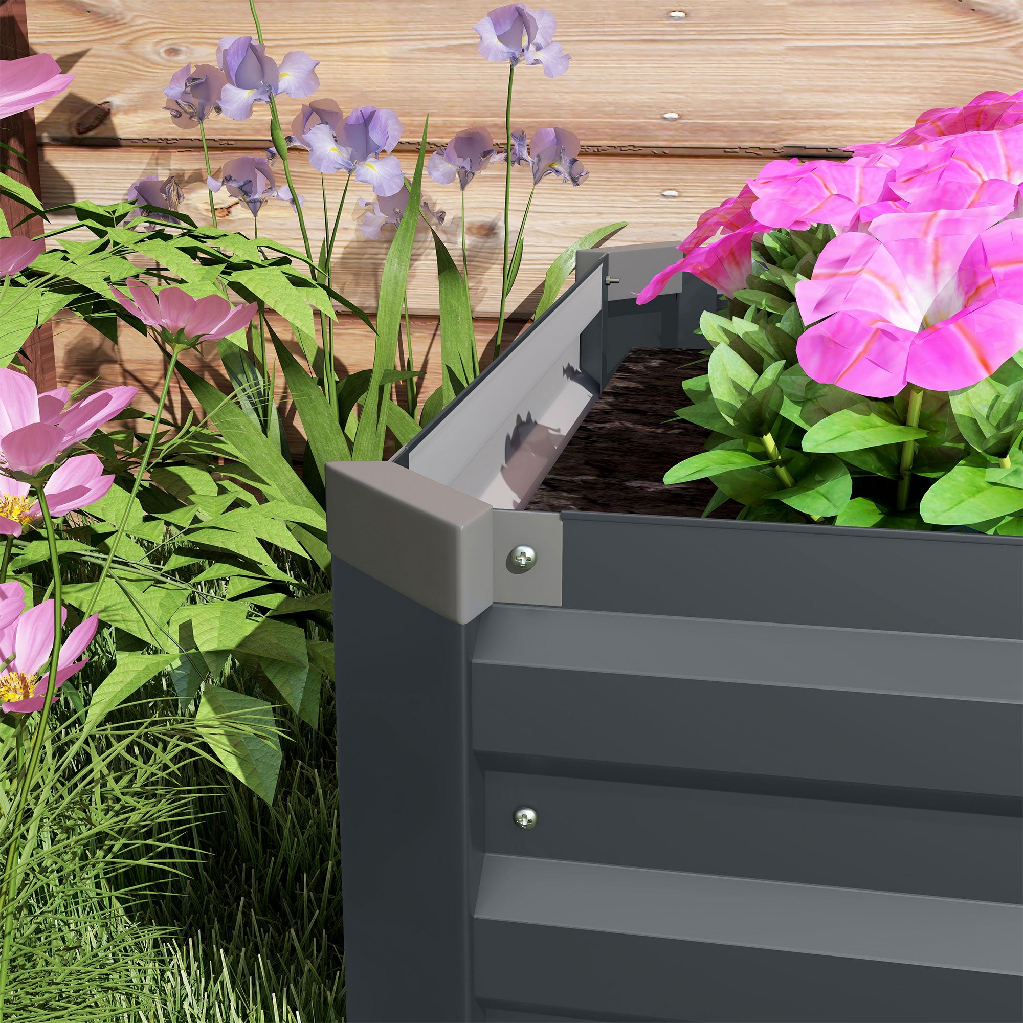 Outsunny 60 x 240cm Galvanised Steel Planter, with Open Bottom - North Peak Garden Furniture