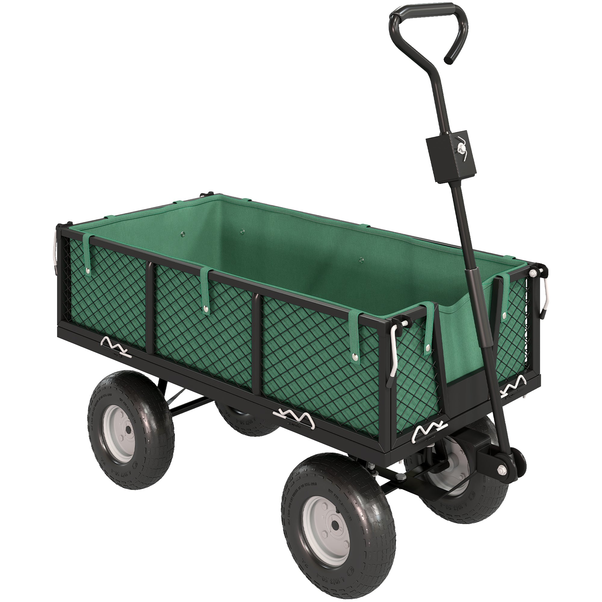 Outsunny 114L Steel Frame Garden Cart Trolley - Green