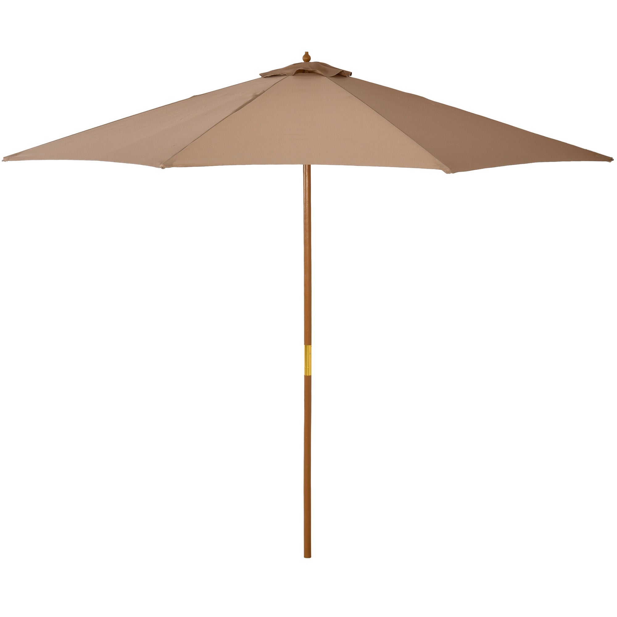 Outsunny 3(m) Garden Umbrella Wooden Parasol 8 Ribs Bamboo Sun Shade Patio Outdoor Umbrella Canopy Khaki - North Peak Garden Furniture