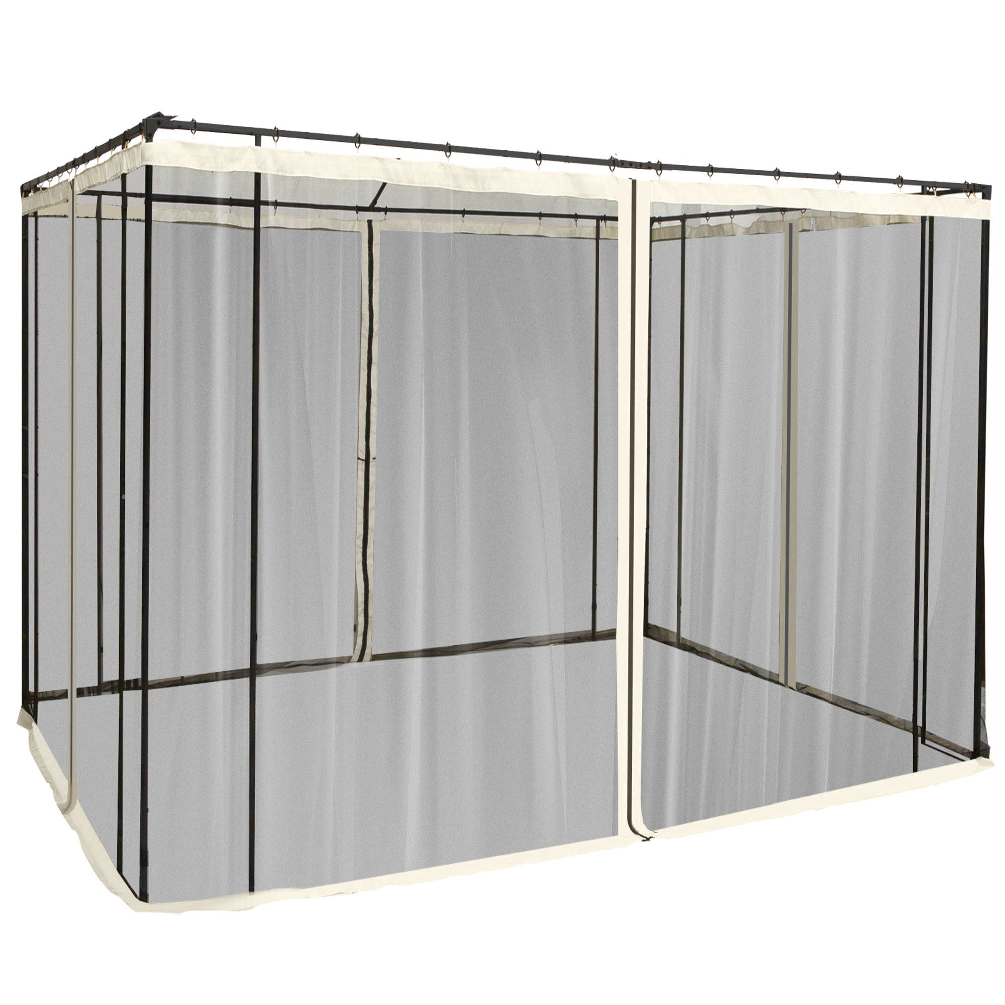 Outsunny 302 x 207cm Universal Replacement Mesh Sidewall Netting for Patio Gazebos and Canopy Tents, (Sidewall Only) Beige - North Peak Garden Furniture