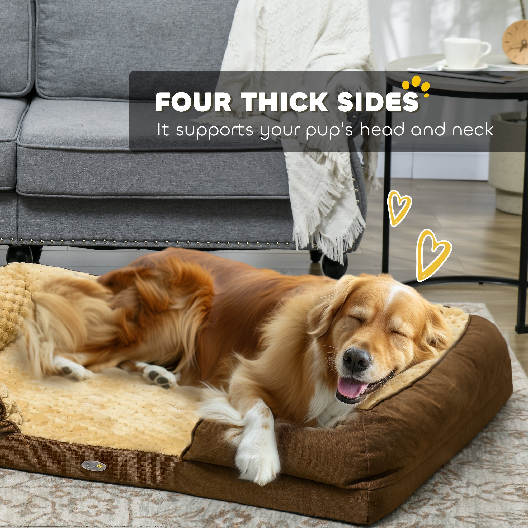 PawHut Calming Dog Bed Pet Mattress w/ Removable Cover, Anti-Slip Bottom, for Large Dogs, 120L x 80W x 22Hcm - Brown - North Peak Garden Furniture