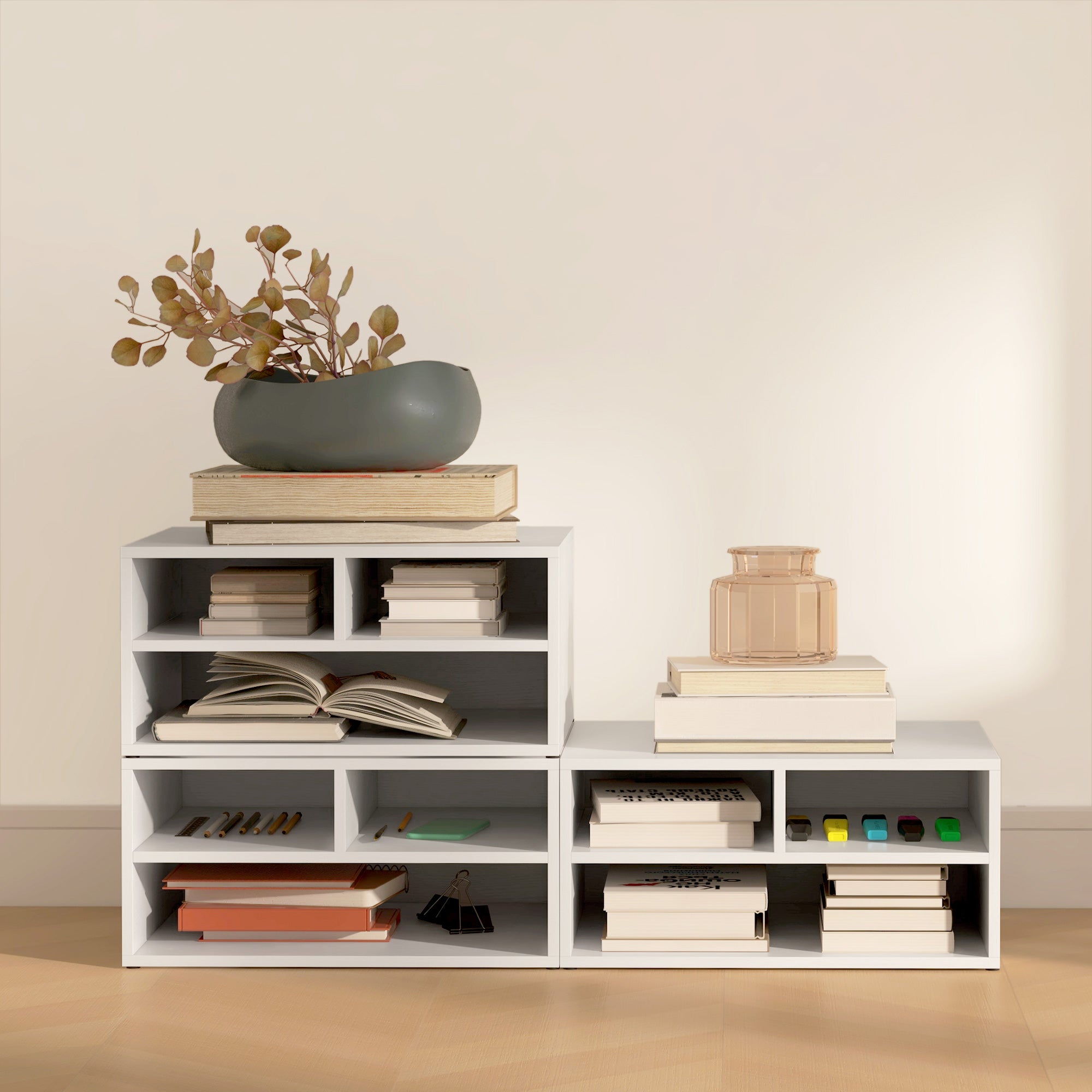 HOMCOM Three-Compartment Printer Storage Cabinet - White - North Peak Garden Furniture