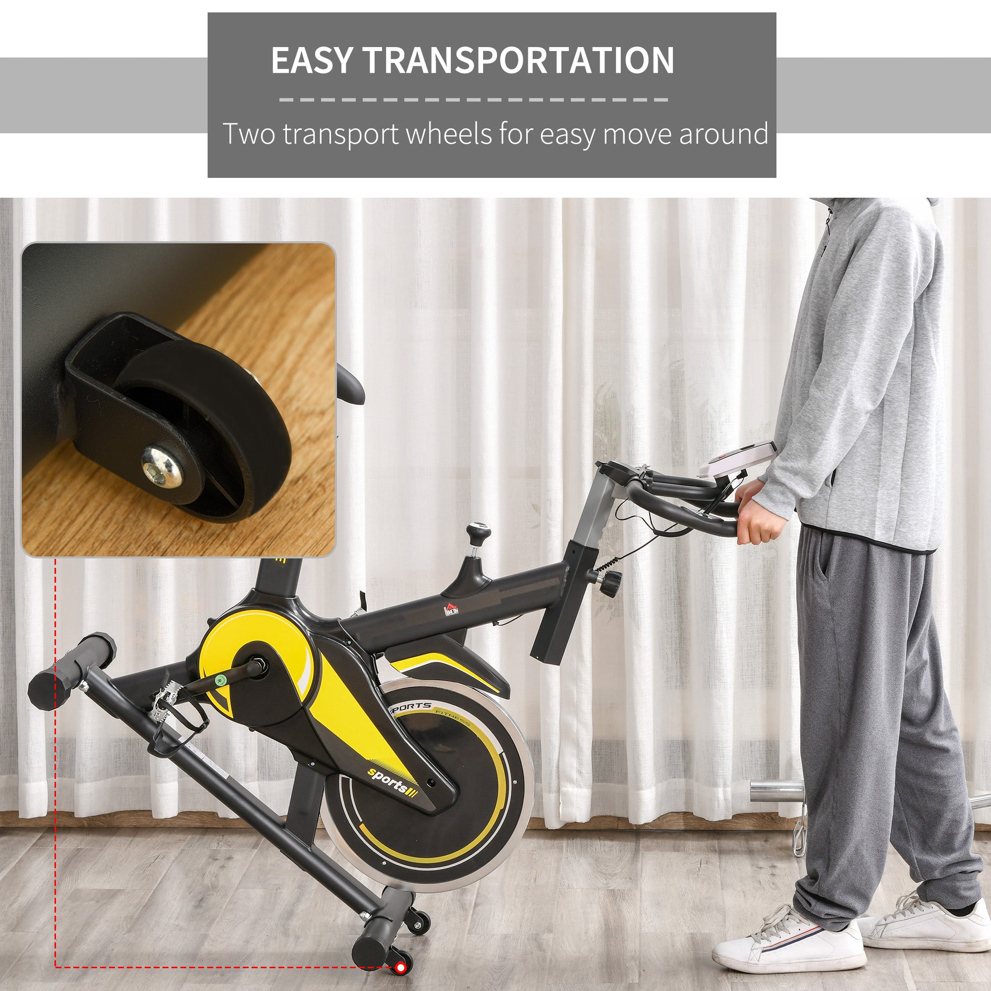 HOMCOM Upright Exercise Bike Indoor Training Cycling Machine Stationary Workout Bicycle with 10KG Flywheel and Adjustable Resistance Seat Handlebar LCD Display for Home Gym - North Peak Garden Furniture