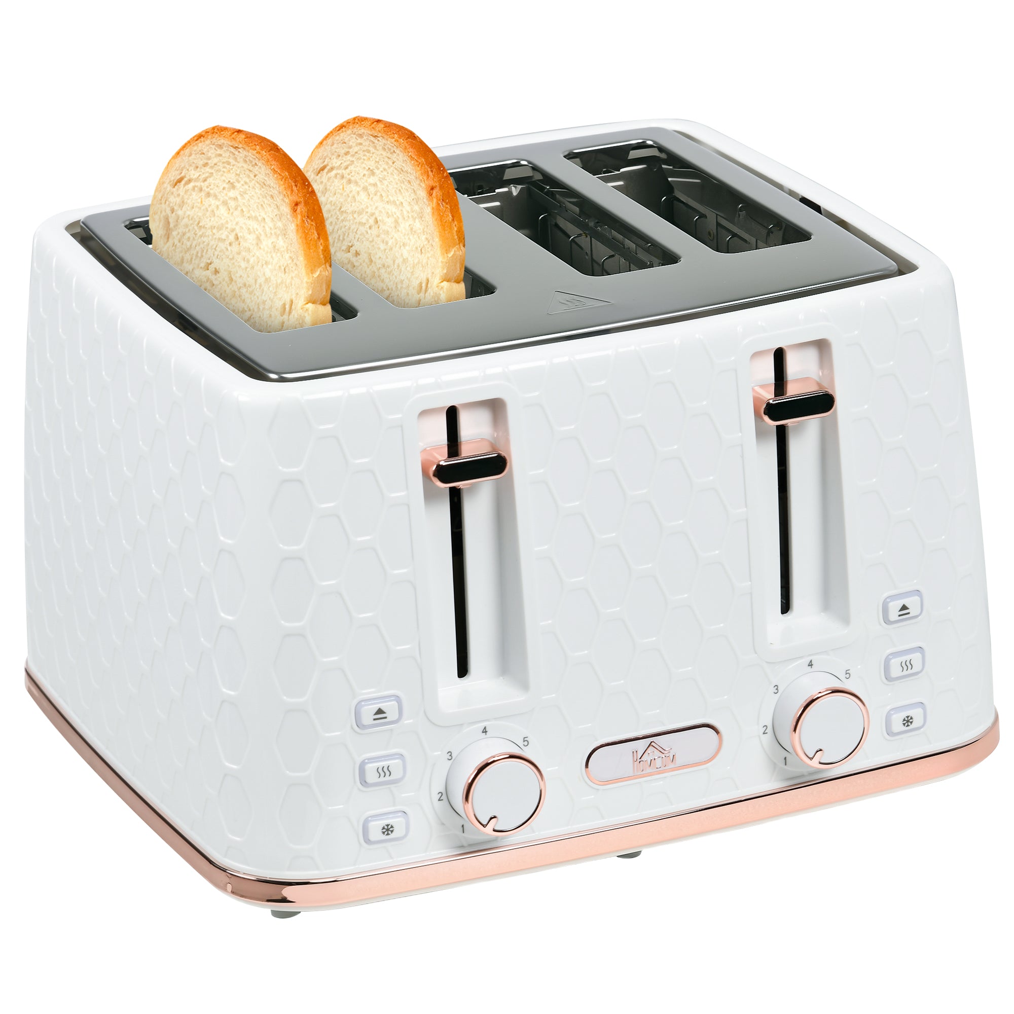 HOMCOM Four-Slice Honeycomb Toaster - White - North Peak Garden Furniture