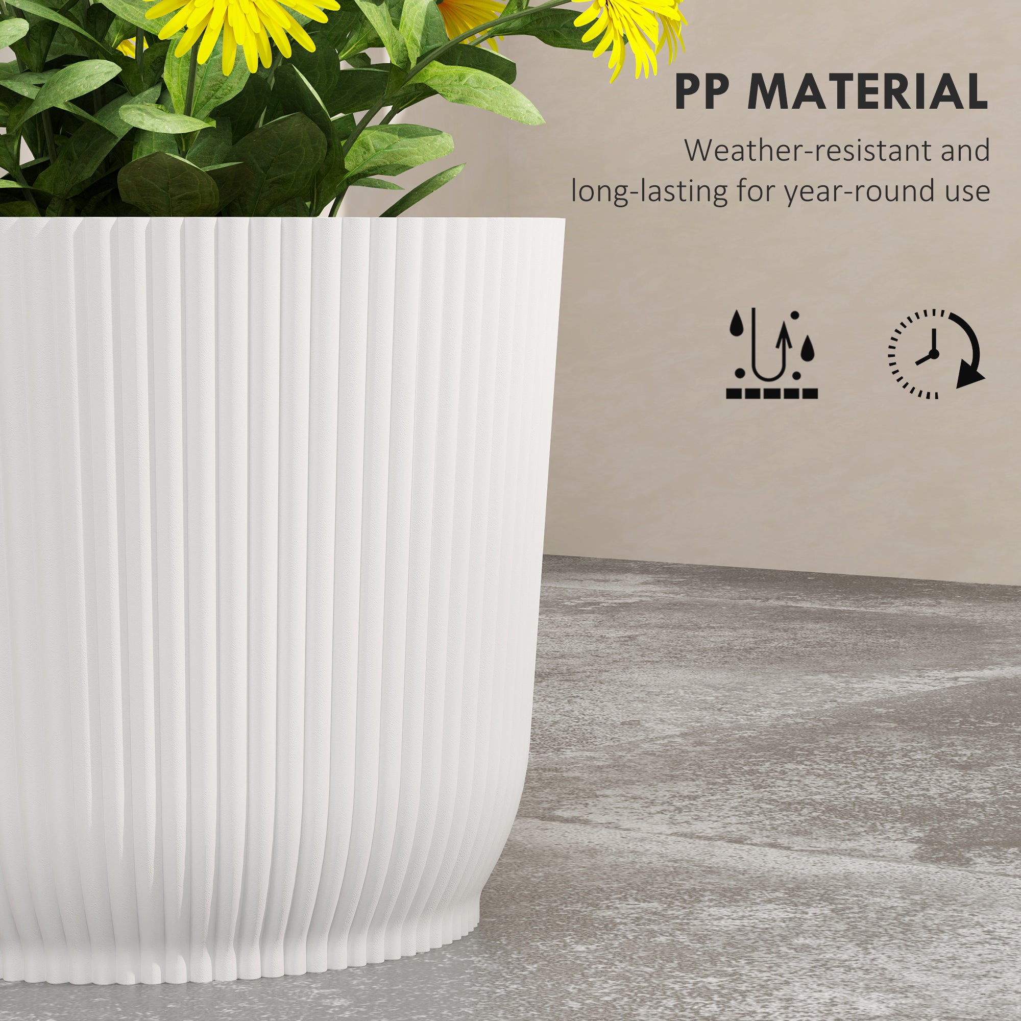 Outsunny Set of Two Ф22cm Planters - White - North Peak Garden Furniture