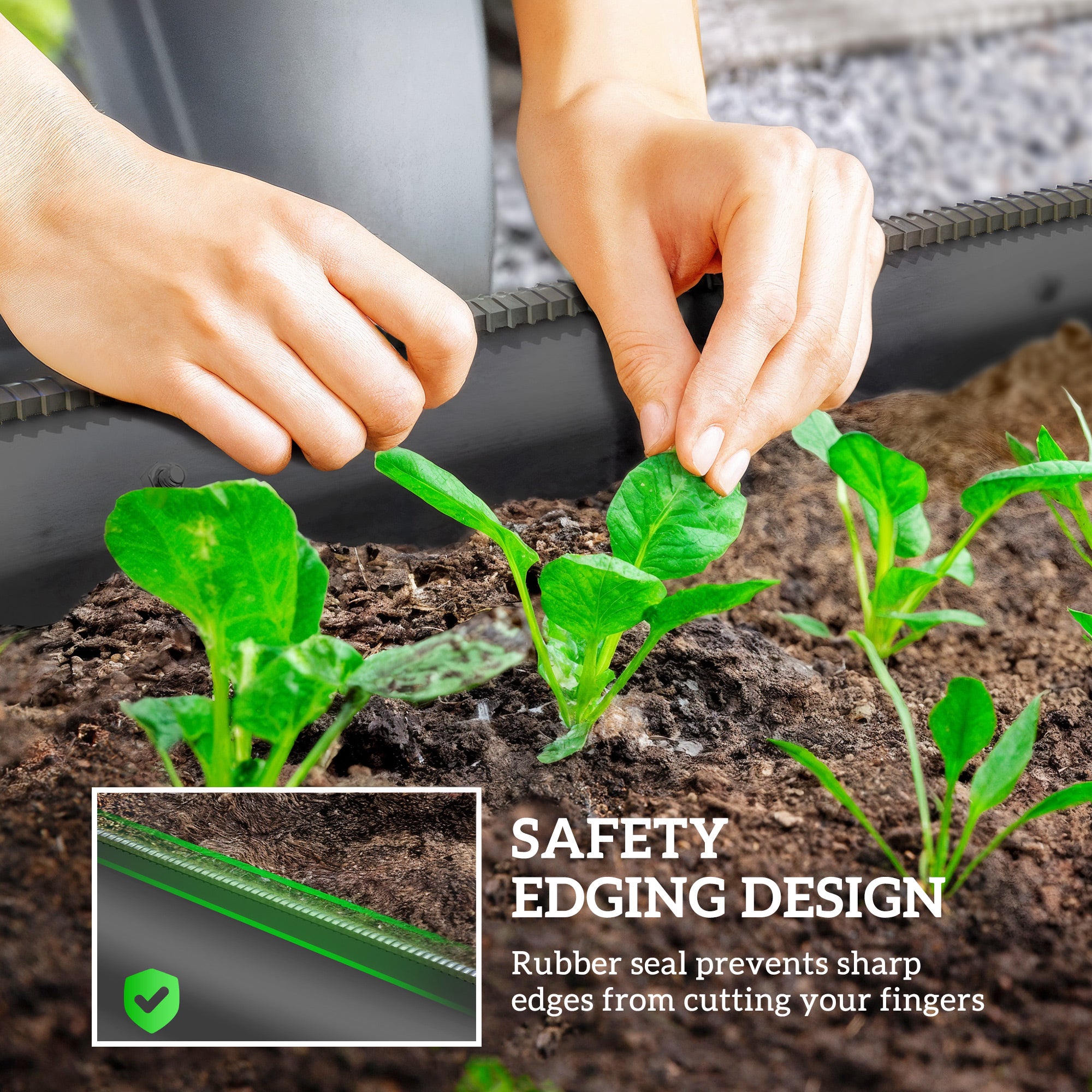 Outsunny Galvanised Raised Garden Bed, Metal Planter Box with Safety Edging, for Flowers, Herbs, Succulents, Dark Grey