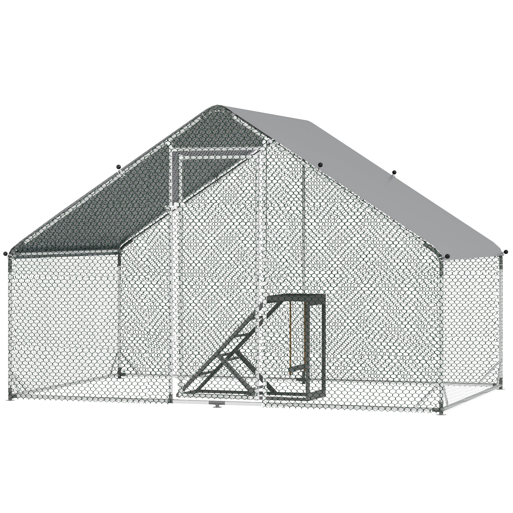 PawHut Outdoor Chicken Run with Activity Shelf, Weatherproof Cover, Spacious Design, 3 x 2 x 2m | Aosom UK