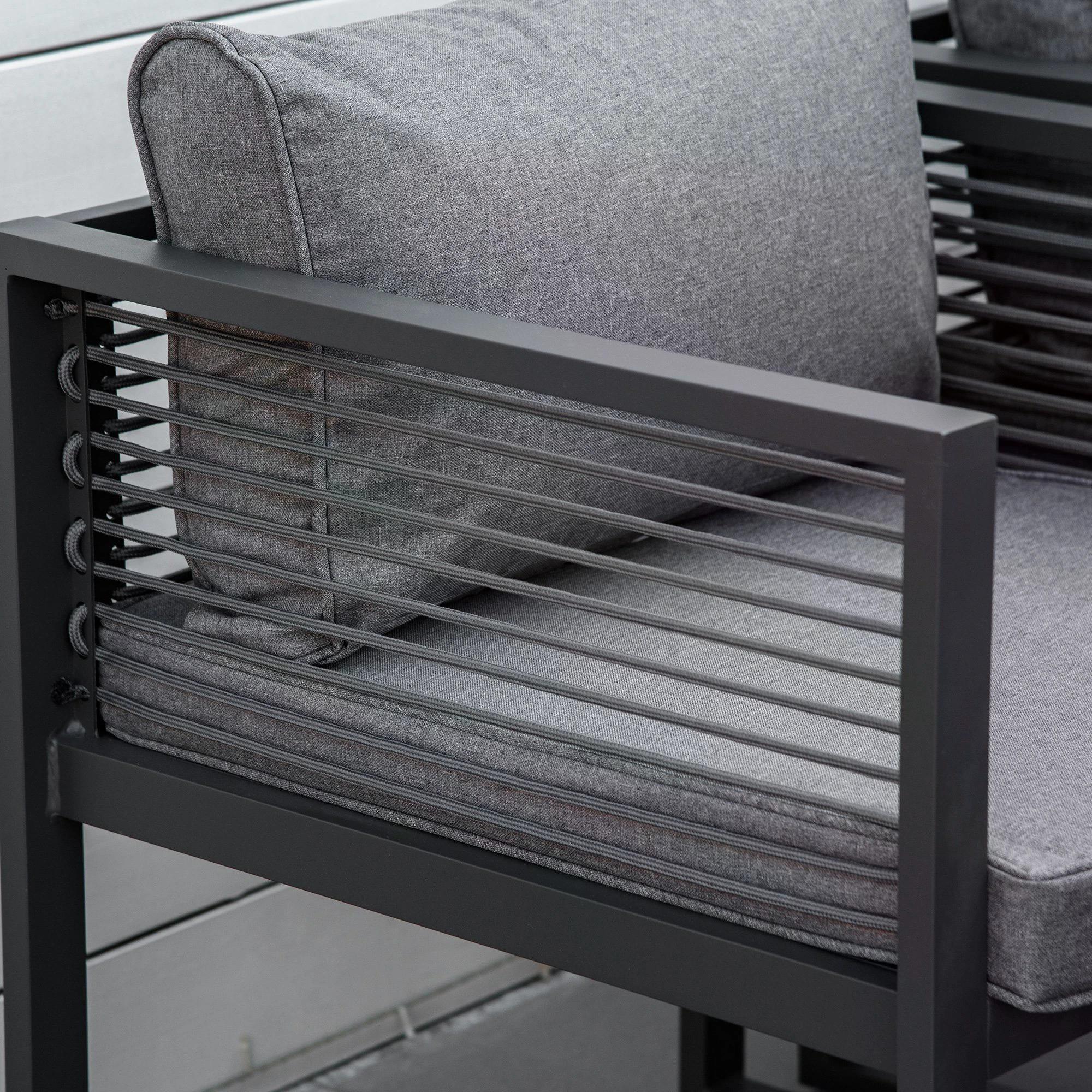 Outsunny Nine-Piece Aluminium Garden Set, with Glass-Top Table - Grey - North Peak Garden Furniture