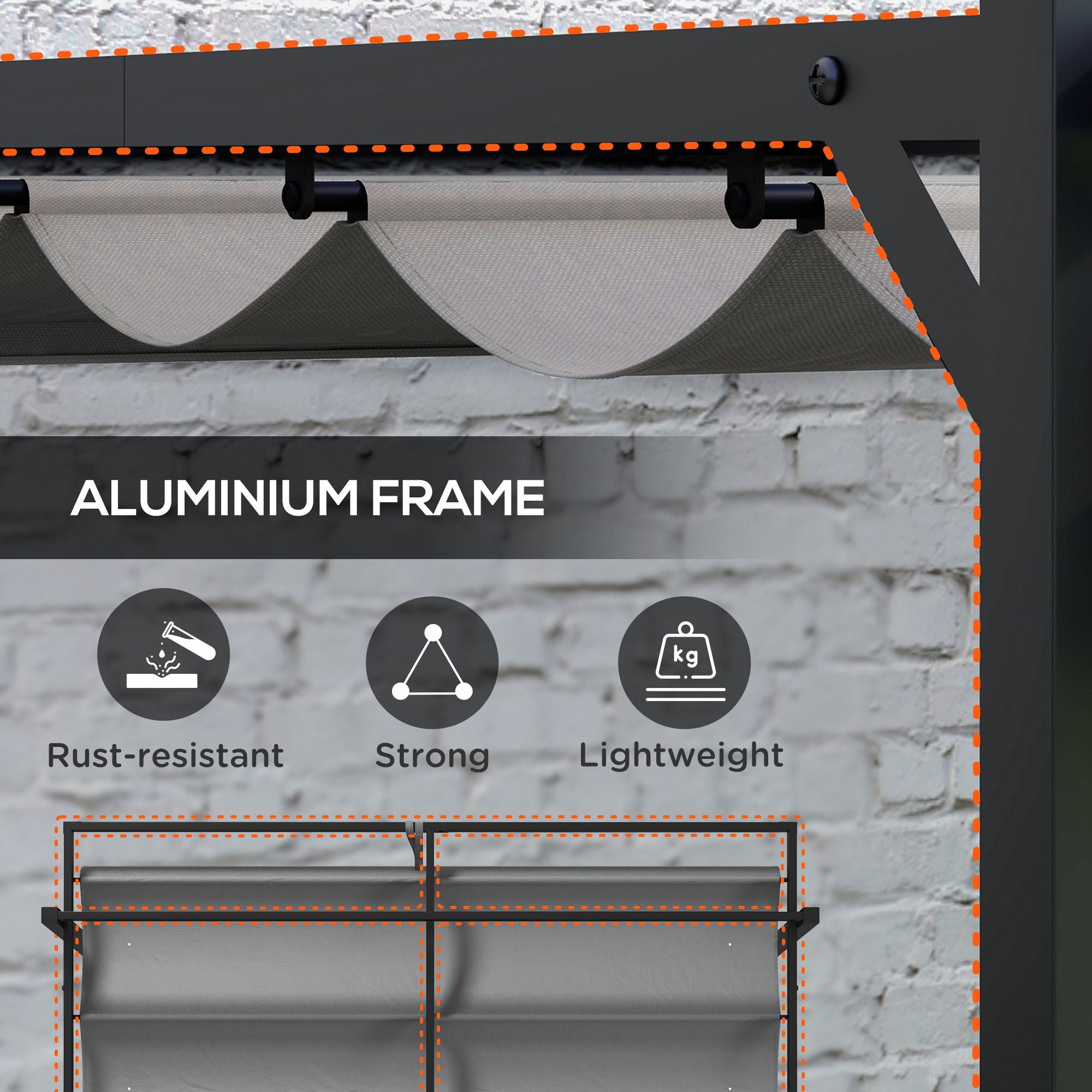 Outsunny 3 x 4m Retractable Pergola, Garden Gazebo Shelter with Aluminium Frame, for Grill, Patio, Deck, Dark Grey - North Peak Garden Furniture