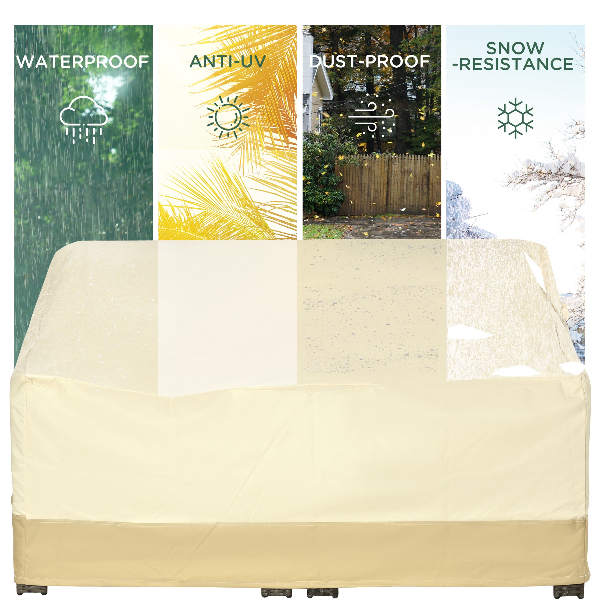 Outsunny 600D Oxford Cloth Furniture Cover 3 Seat Rattan Chair Protector Large Garden Patio Outdoor Waterproof L152 x W87 x H58-79cm - North Peak Garden Furniture