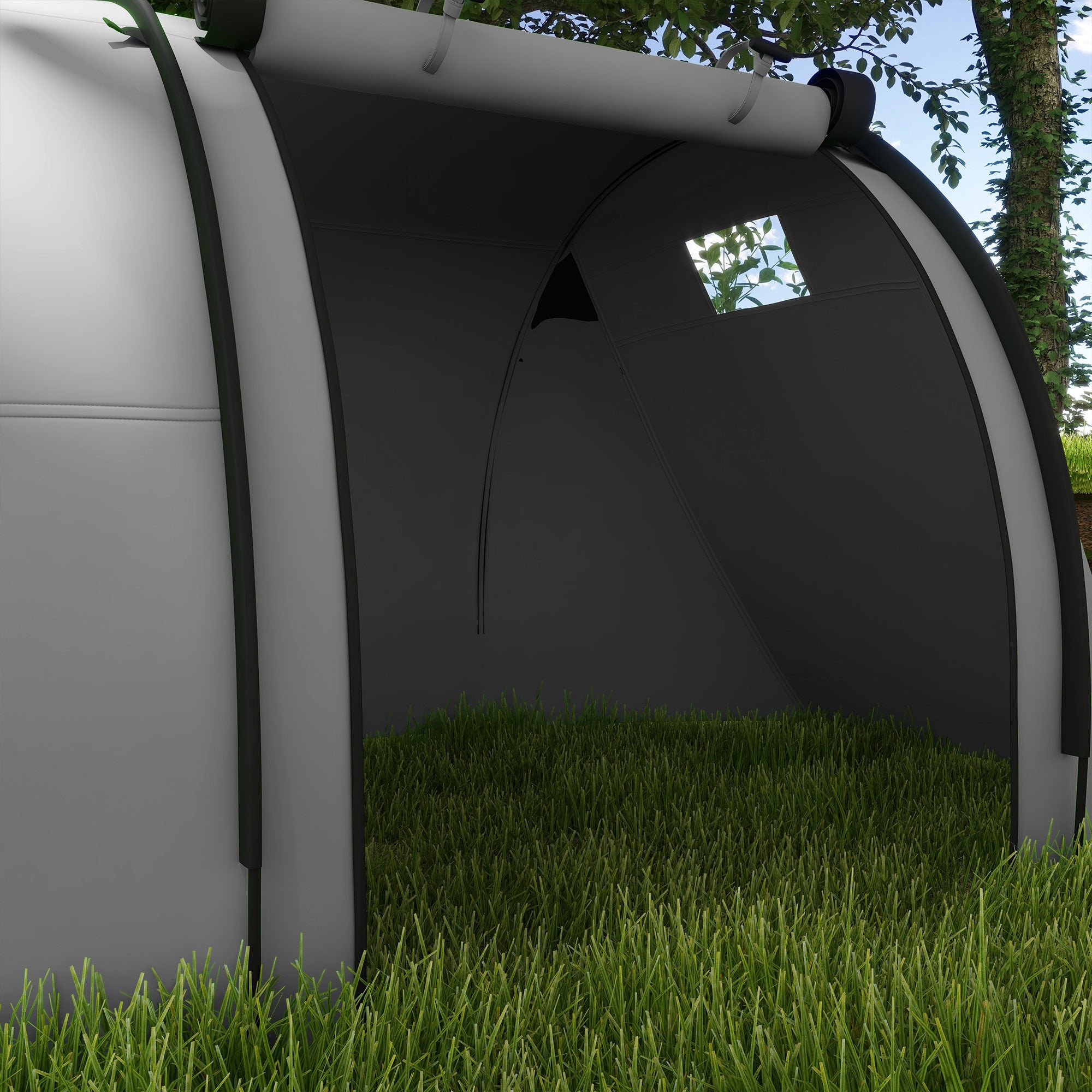 Outsunny Four Man Duo Room Tunnel Tent, with Accessories - Grey - North Peak Garden Furniture