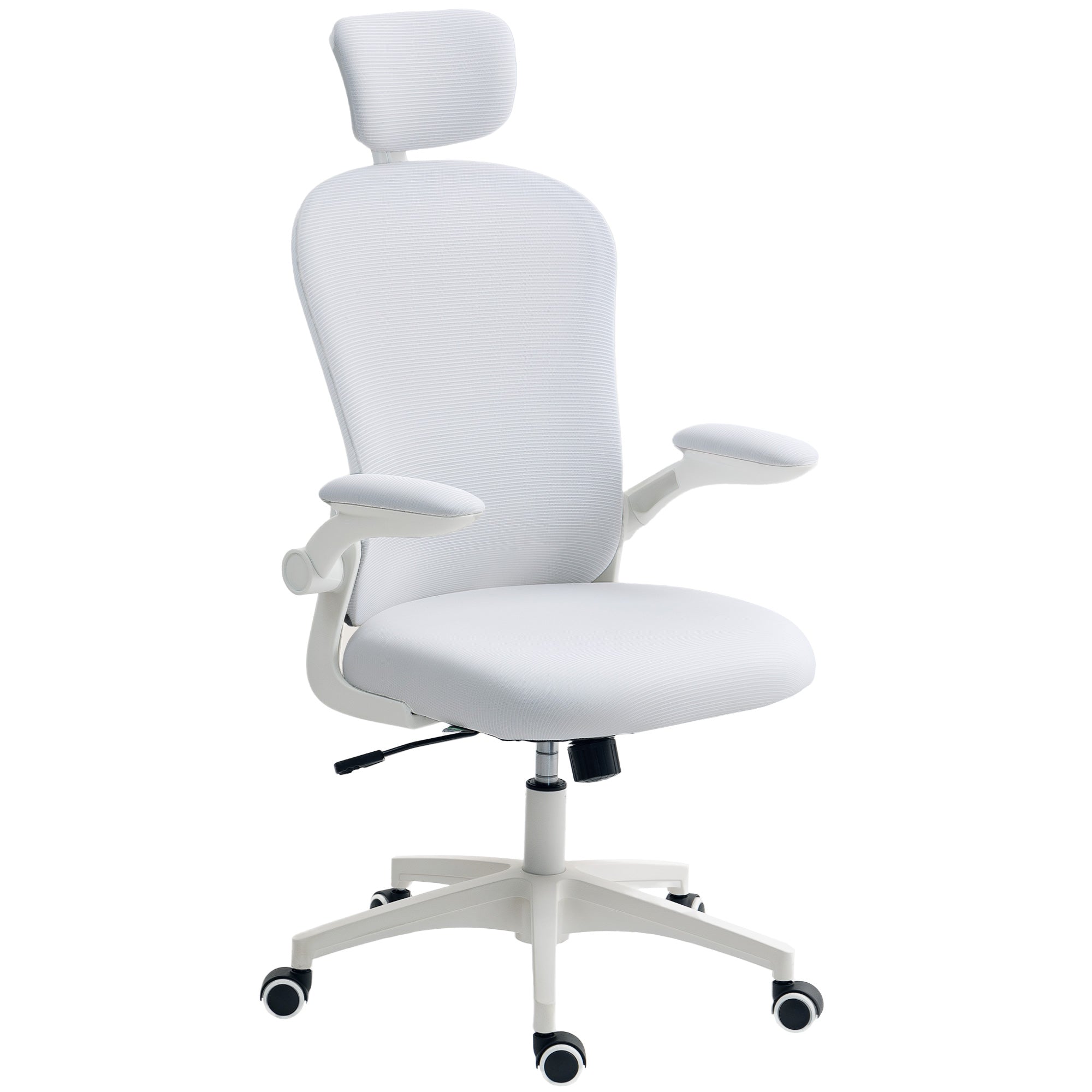 Vinsetto Multi-Adjustable Office Chair, with Lumbar Support, Headrest and Mesh Back - White - North Peak Garden Furniture
