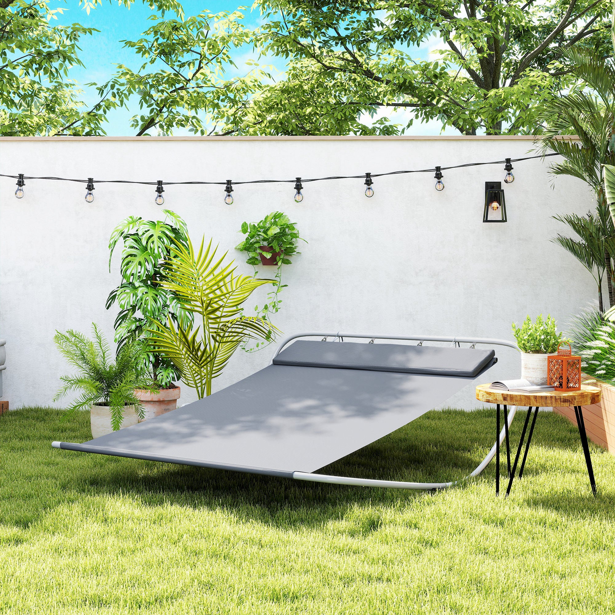 Outsunny Rocking Swing Relaxing Day Bed Outdoor Double Sun Lounger Hammock - Grey - North Peak Garden Furniture