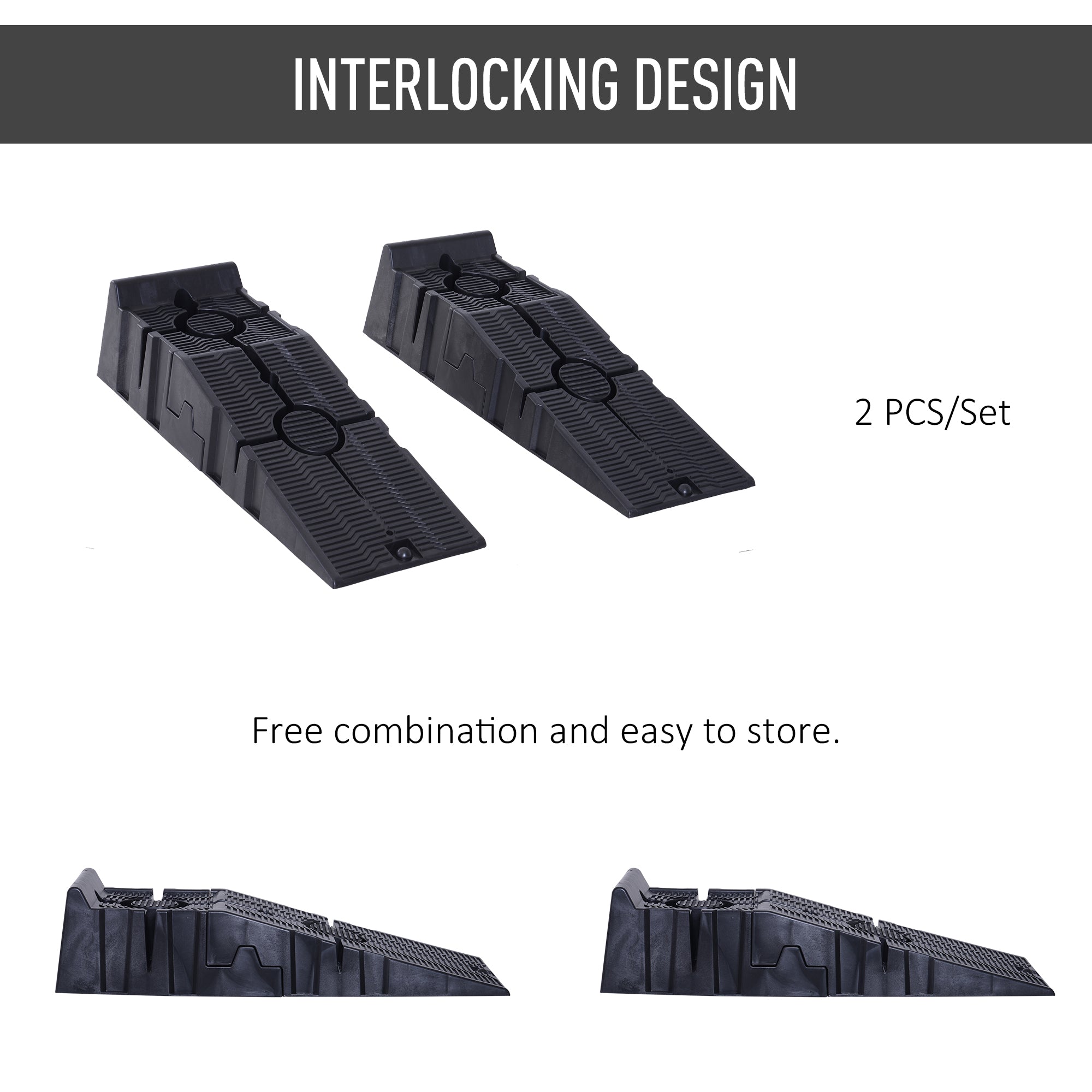 DURHAND 1 Pair Heavy Duty 5 Ton Plastic Garage Workshop Car Service Ramps Lifting Automotive Vehicle Portable, Black - North Peak Garden Furniture