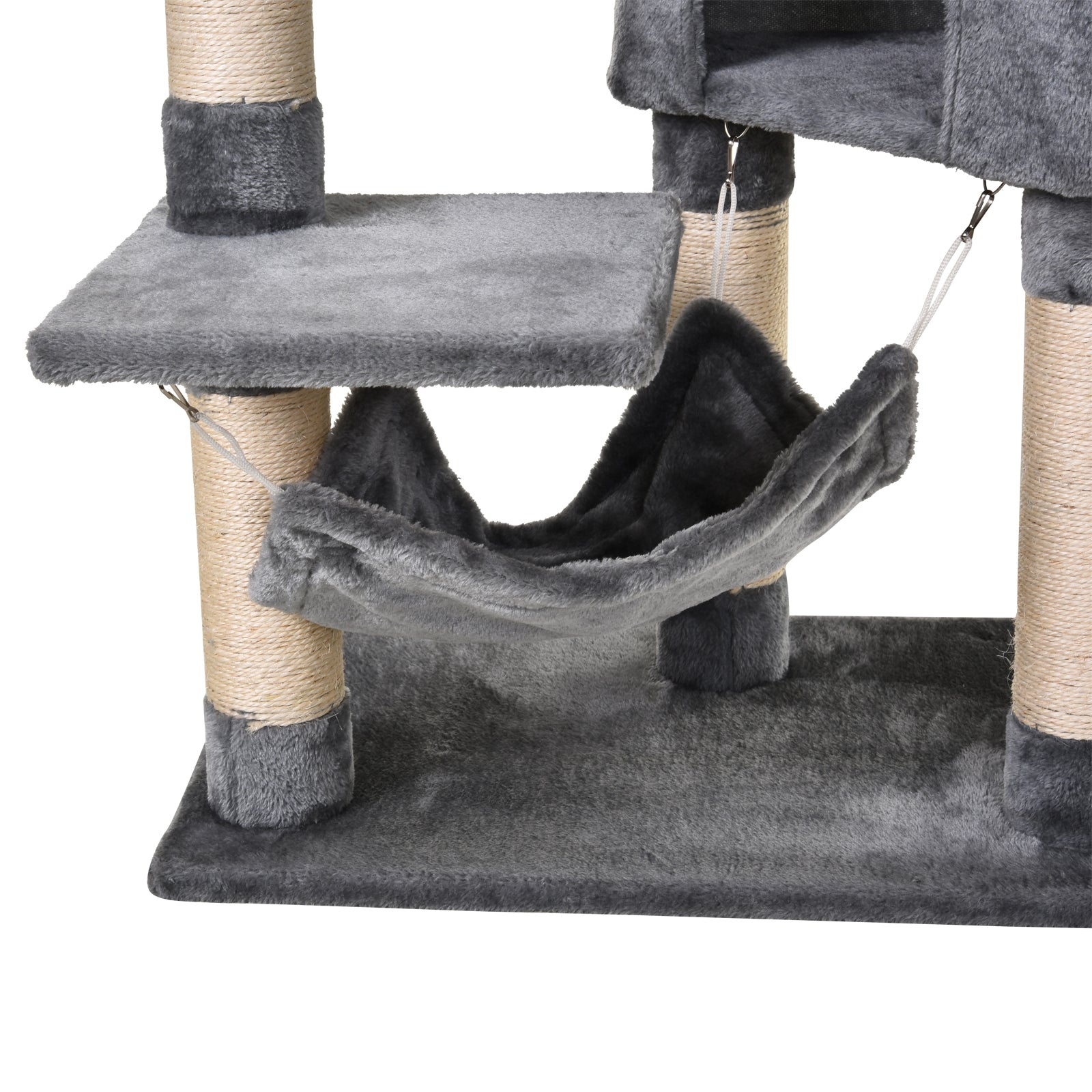 PawHut Cat Tree Condo Tower, Multi-level Activity Stand for Kittens, 150CM Height with Toys & Scratching Posts