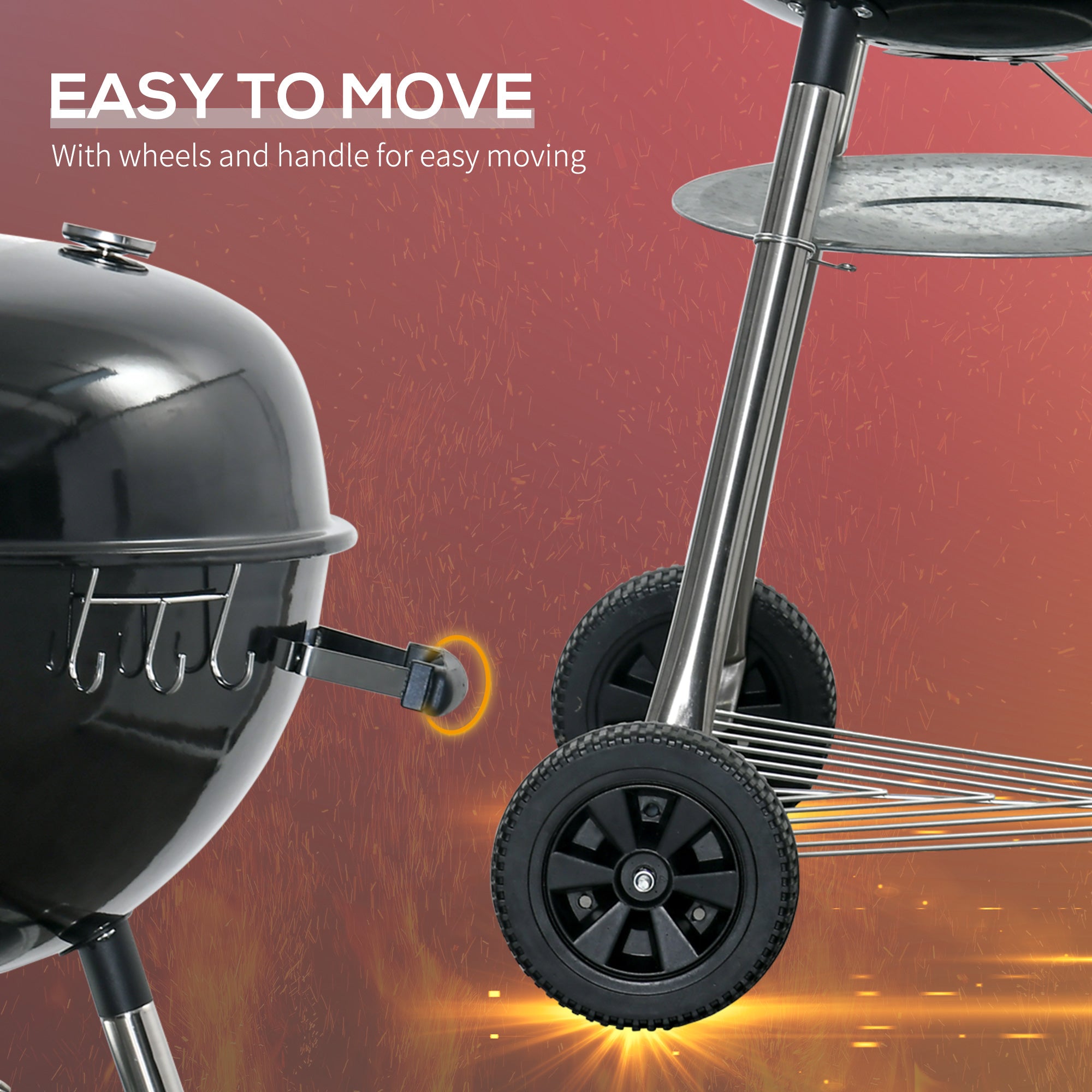 Outsunny Portable Kettle Charcoal Grill - Black - North Peak Garden Furniture
